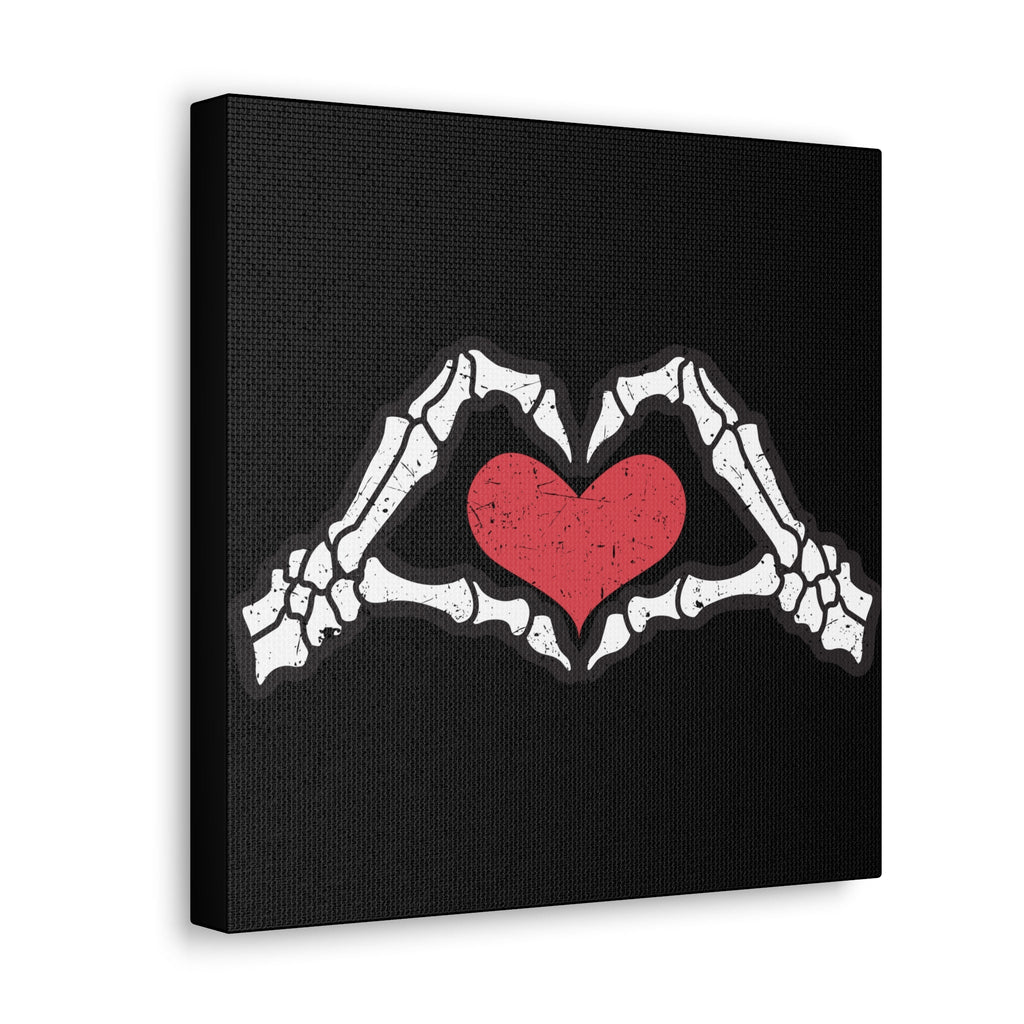 Skeleton Heart Hands Distressed Style Print Canvas Gallery Wrap