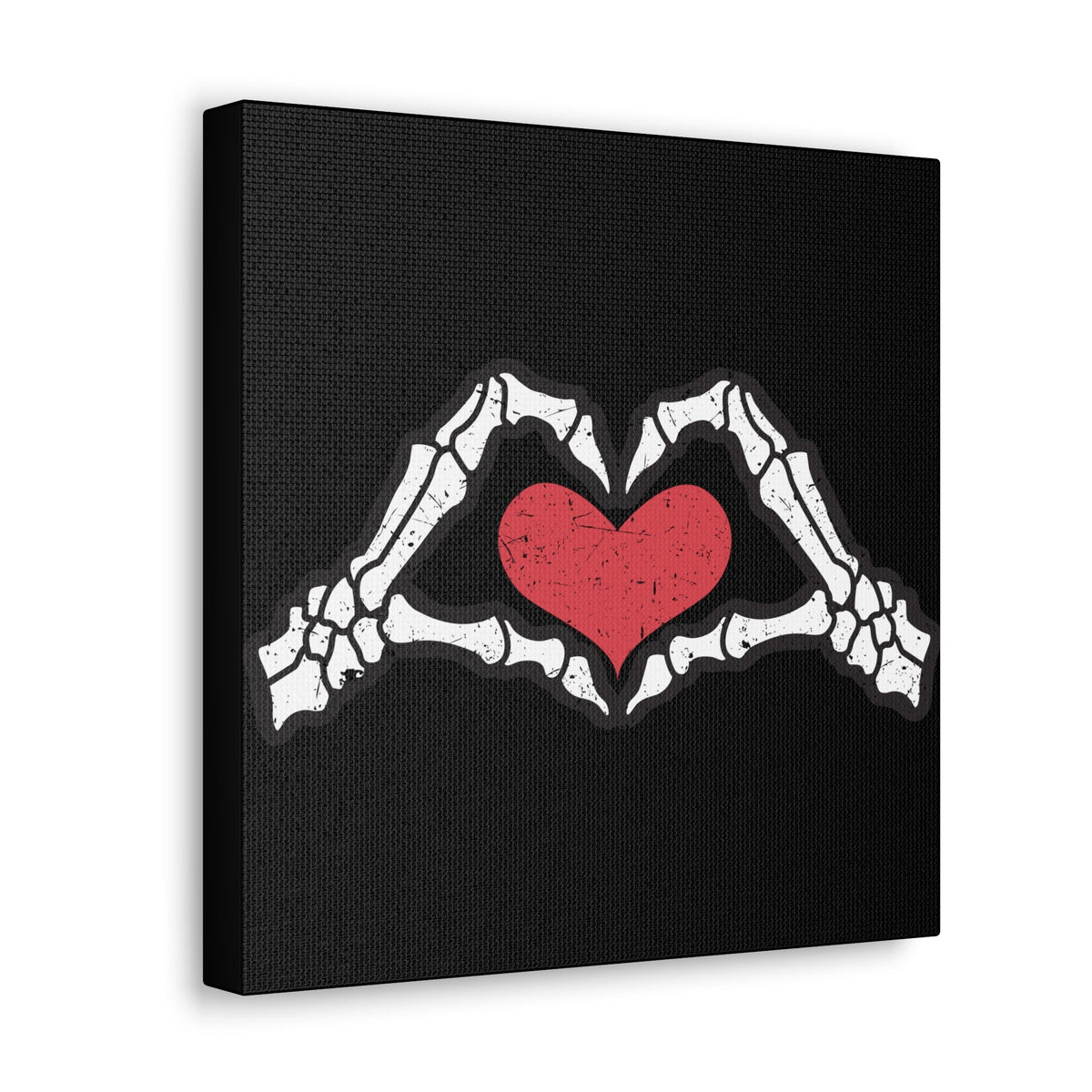 Skeleton Heart Hands Distressed Style Print Canvas Gallery Wrap