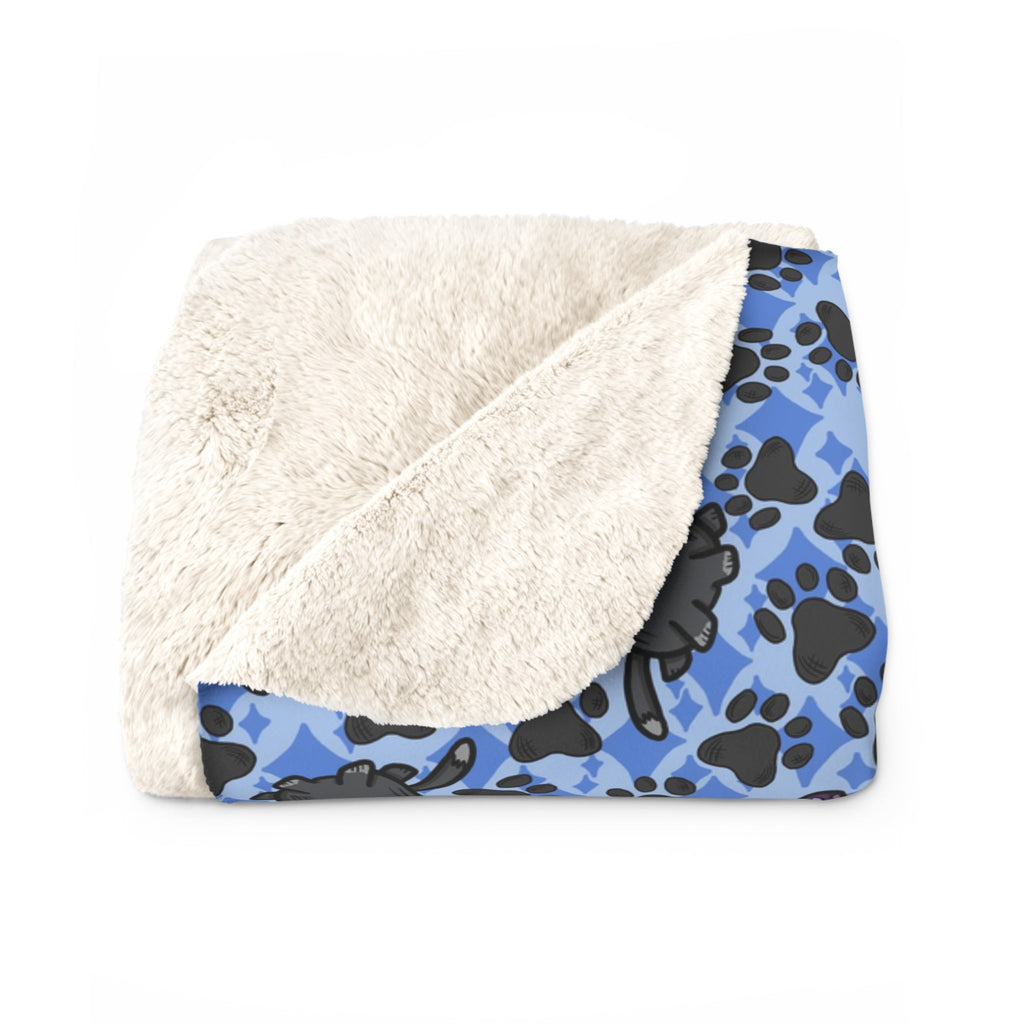 Witchy Kitties Blue Halloween Sherpa Fleece Blanket