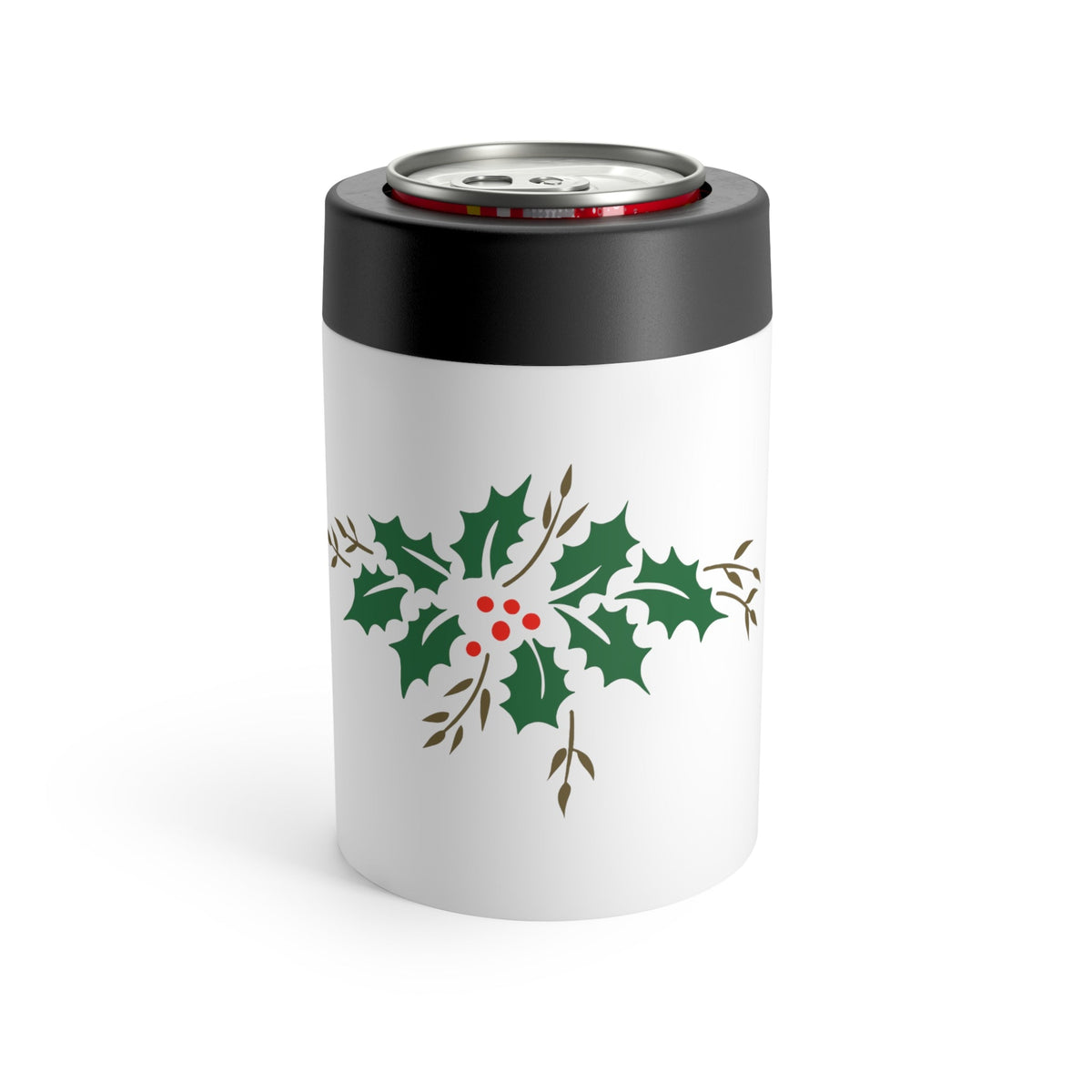 Christmas Holly Mid Century Retro Christmas Print Stainless Steel Can Holder