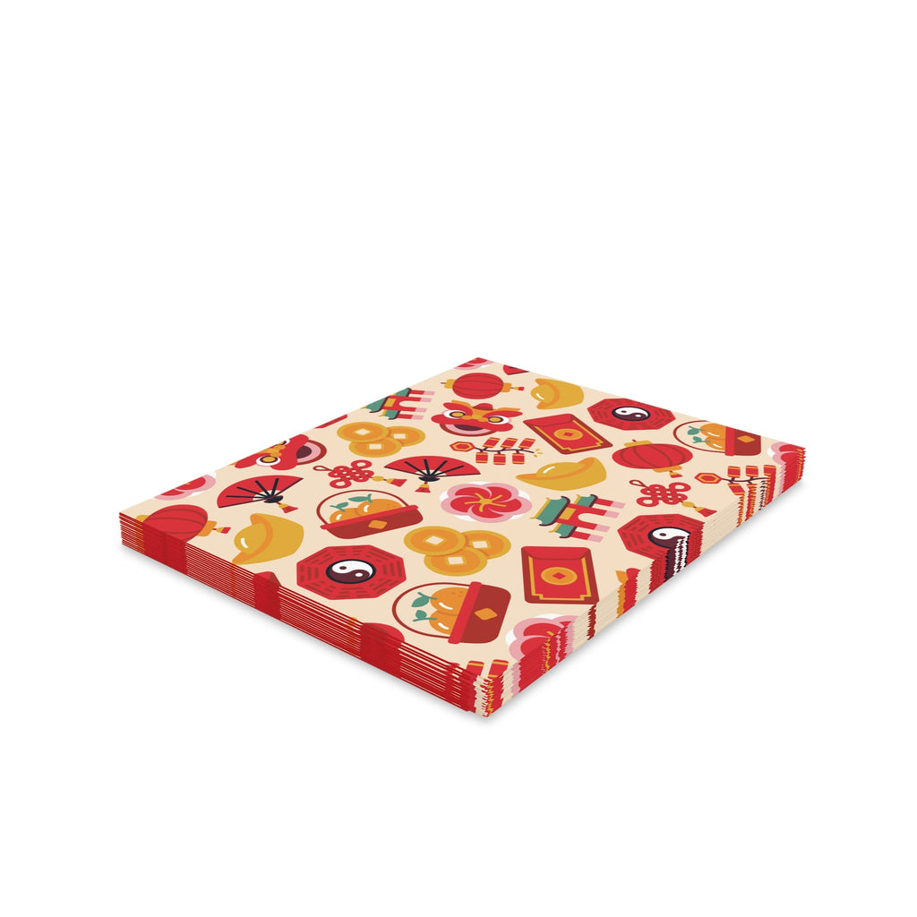 Lunar New Year Of The Dragon Spring Festival Holiday Matte Greeting Cards (8, 16, and 24 pcs)