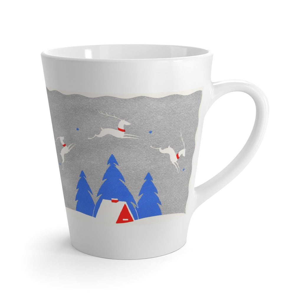 Reindeer Cozy Home Mid Century Retro Christmas Print Latte Mug