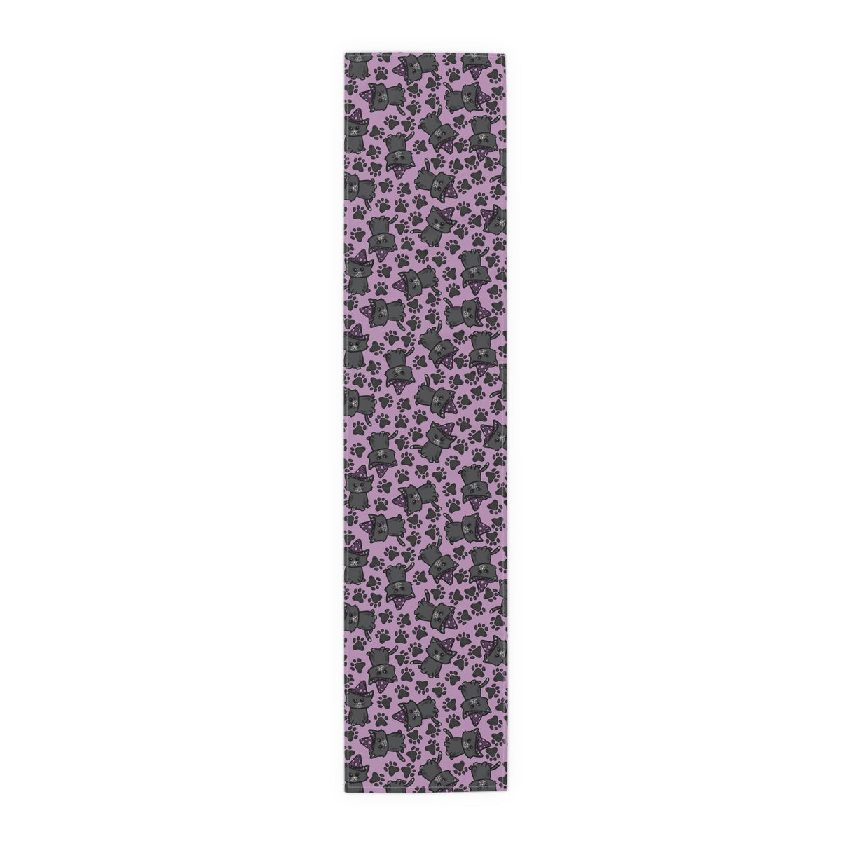 Witchy Kitties Cute Halloween Print Fall Autumn Decor Purple Cotton Poly Table Runner