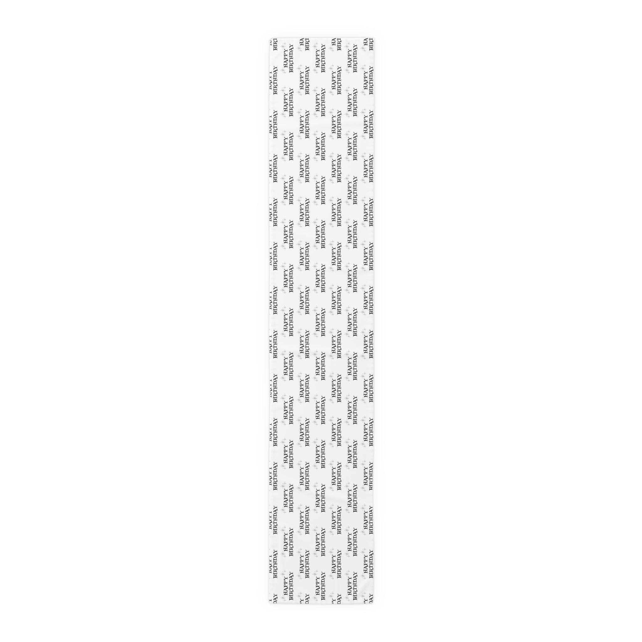 Happy Birthday Atomic Mid Century Retro Style Print Cotton Poly Table Runner