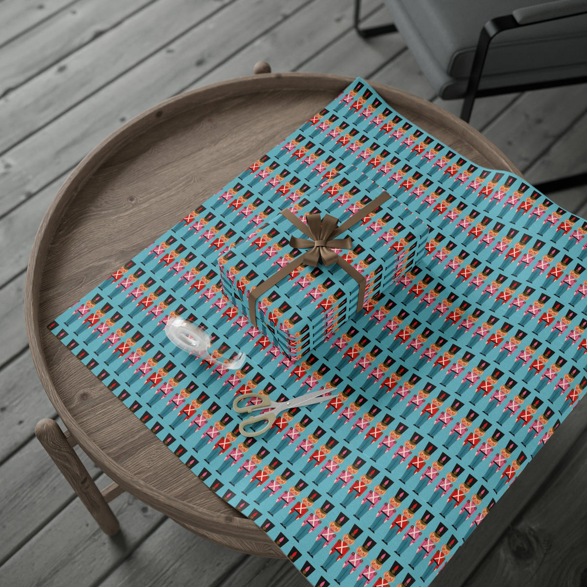 Christmas Toy Soldiers Blue Mid Century Retro Christmas Style Holiday Gift Wrap Paper - Glossy Or Matte