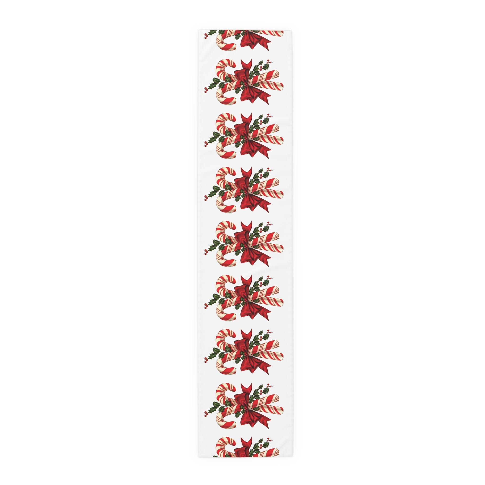 Retro Candy Canes Table Runner Home Decor Polyester Fabric Cloth Linens Unique Cozy Cute Dining Kitchen Decoration