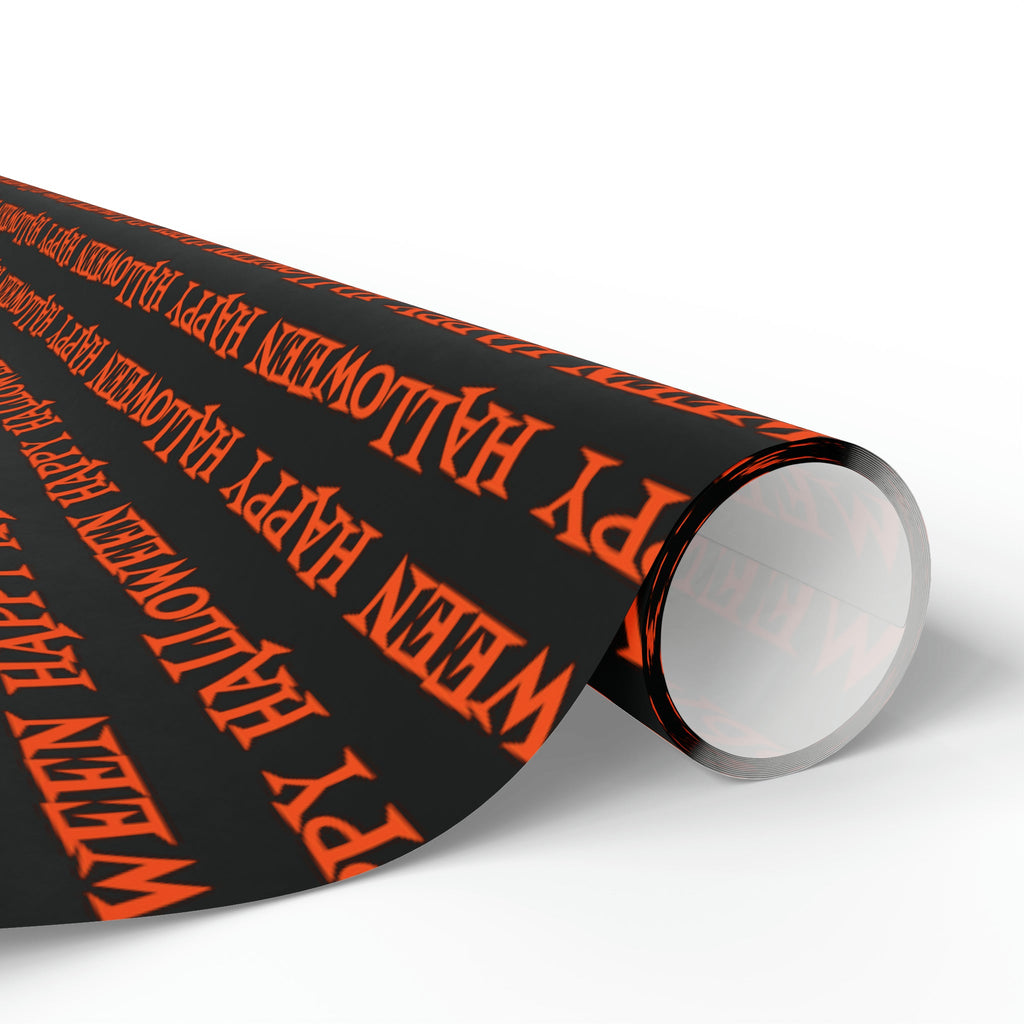 Happy Halloween Orange And Black Atomic Mid Century Retro Style Halloween Holiday Gift Wrap Paper - Glossy Or Matte