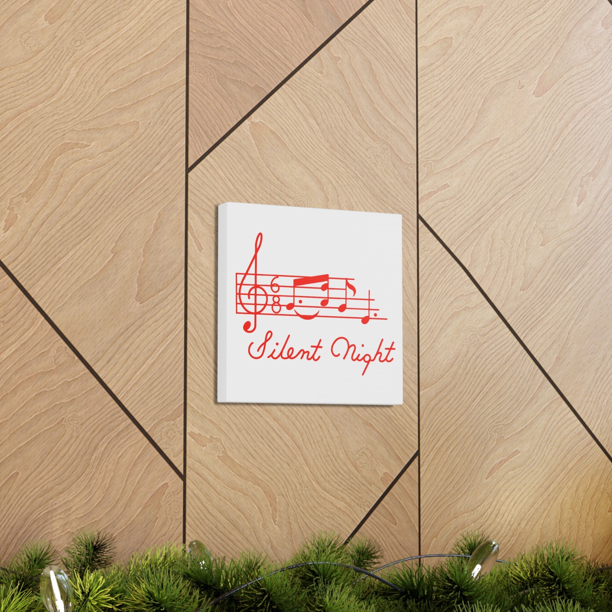 Silent Night Music 50s Mid Century Retro Christmas Print Canvas Gallery Wrap