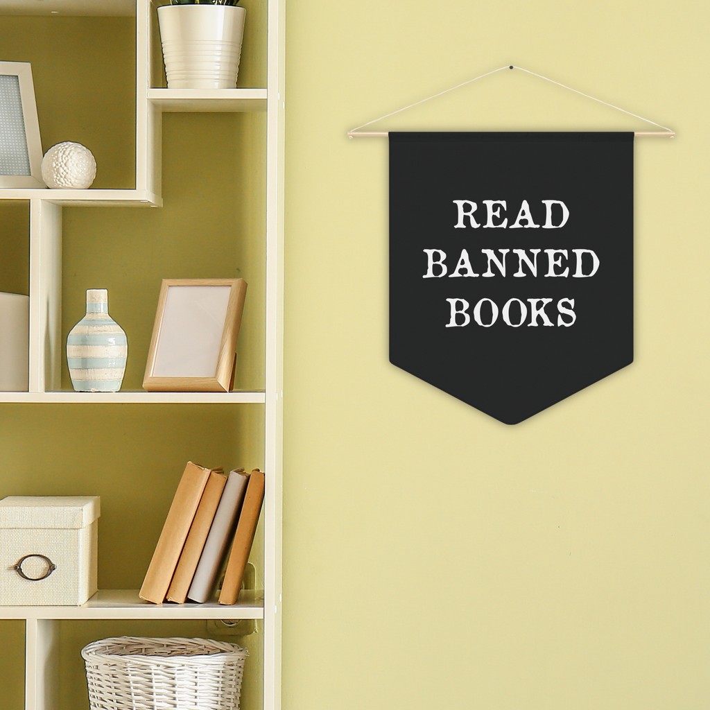 Read Banned Books Wall Hanging Pennant Banner Flag