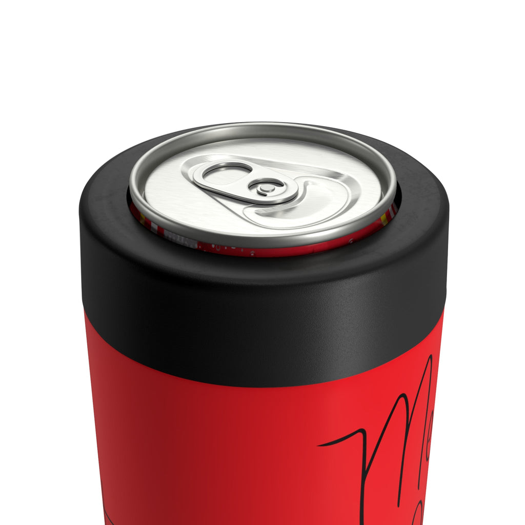 Merry Christmas Red Mid Century Retro Christmas Print Stainless Steel Can Holder
