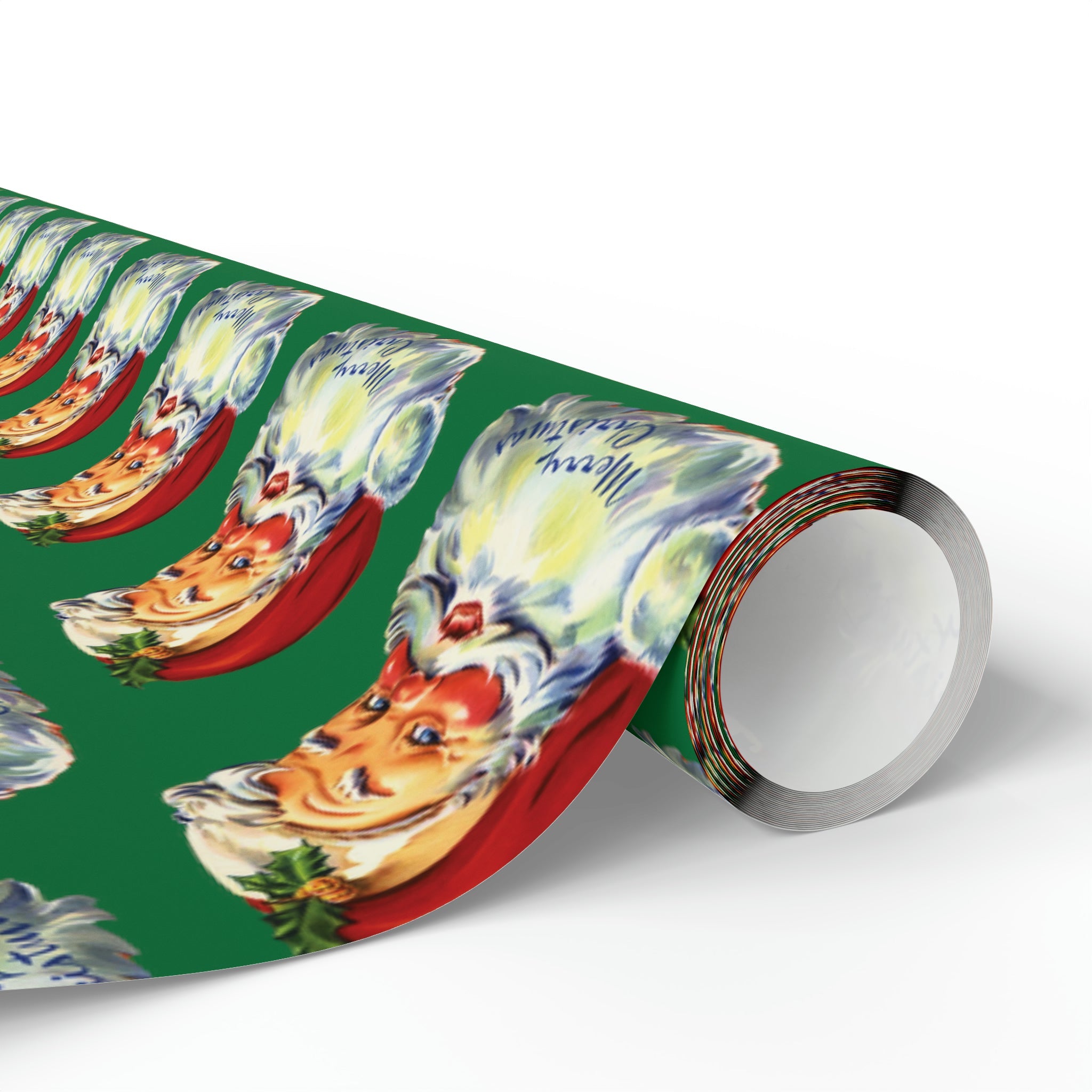 Merry Christmas Santa Retro Christmas Print Holiday Gift Wrap Paper - Glossy Or Matte