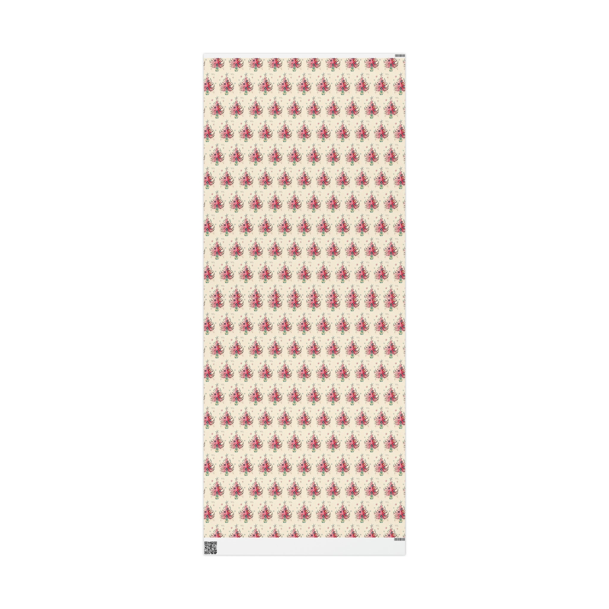 Noel Pink Christmas Trees Mid Century Retro Christmas Print Holiday Gift Wrap Paper - Glossy Or Matte