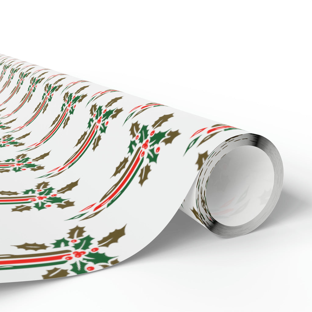 Christmas Candles With Holly Mid Century Retro Christmas Print Holiday Gift Wrap Paper - Glossy Or Matte