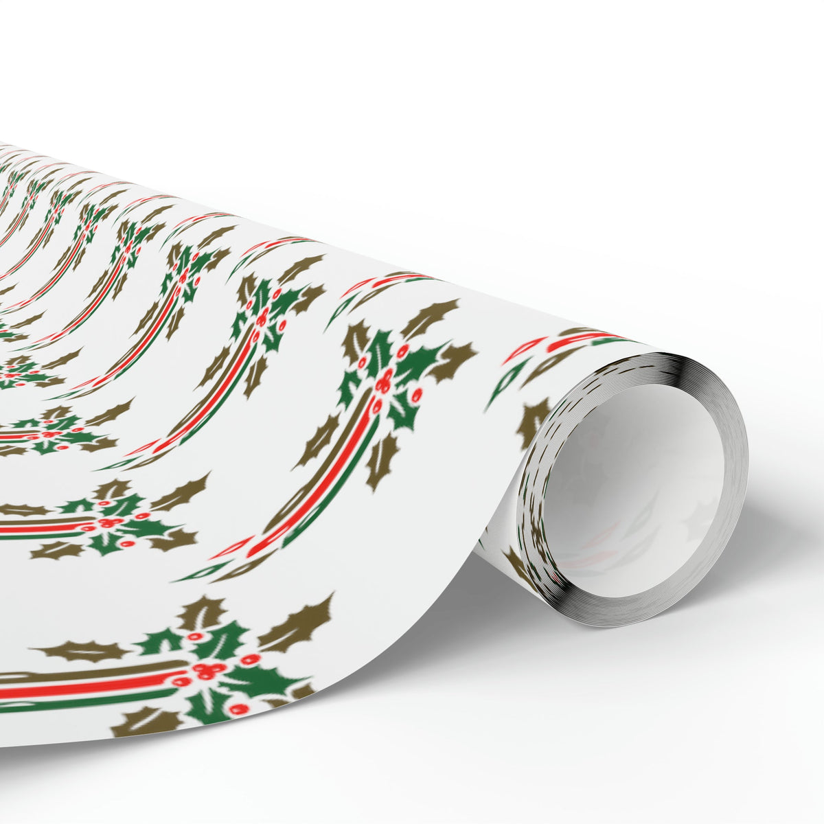 Christmas Candles With Holly Mid Century Retro Christmas Print Holiday Gift Wrap Paper - Glossy Or Matte