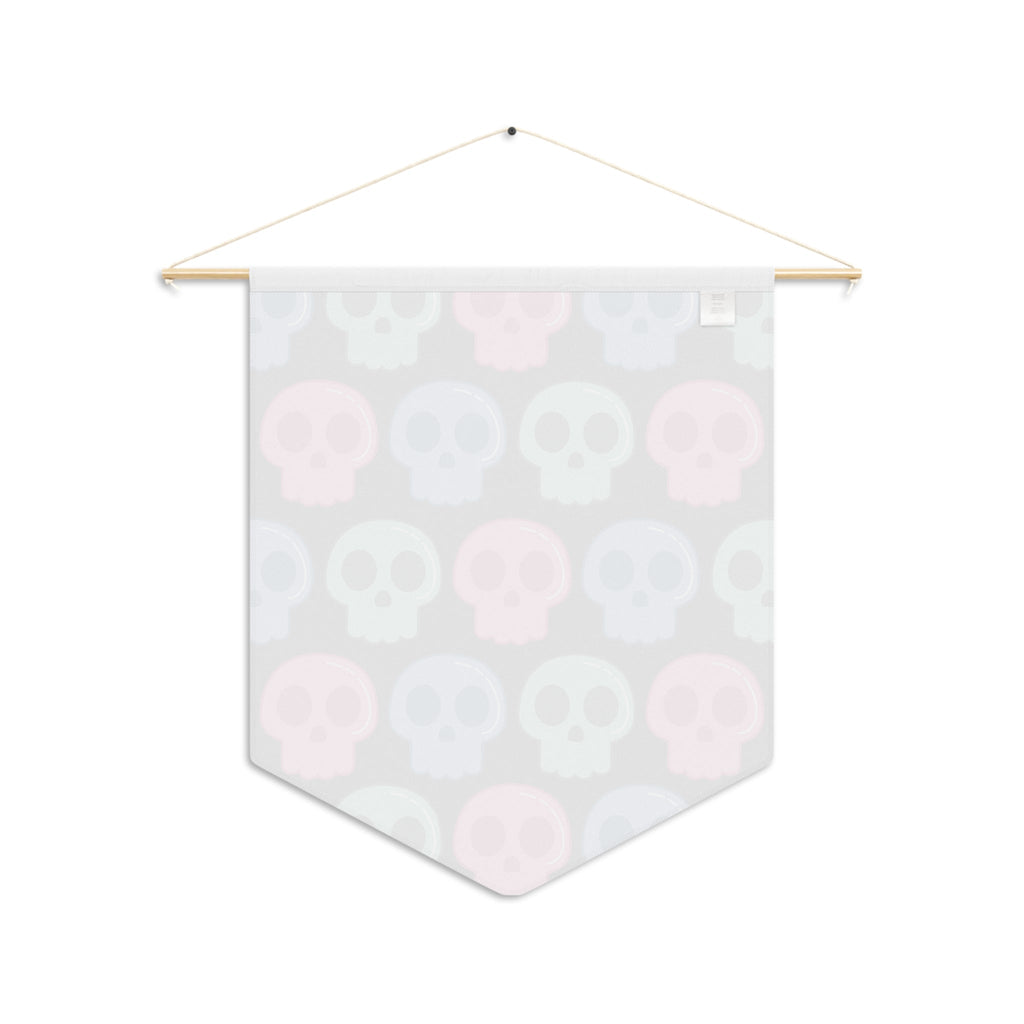 Pastel Goth Skulls Cute Halloween Skulls Print Black Pennant Banner Wall Hanging