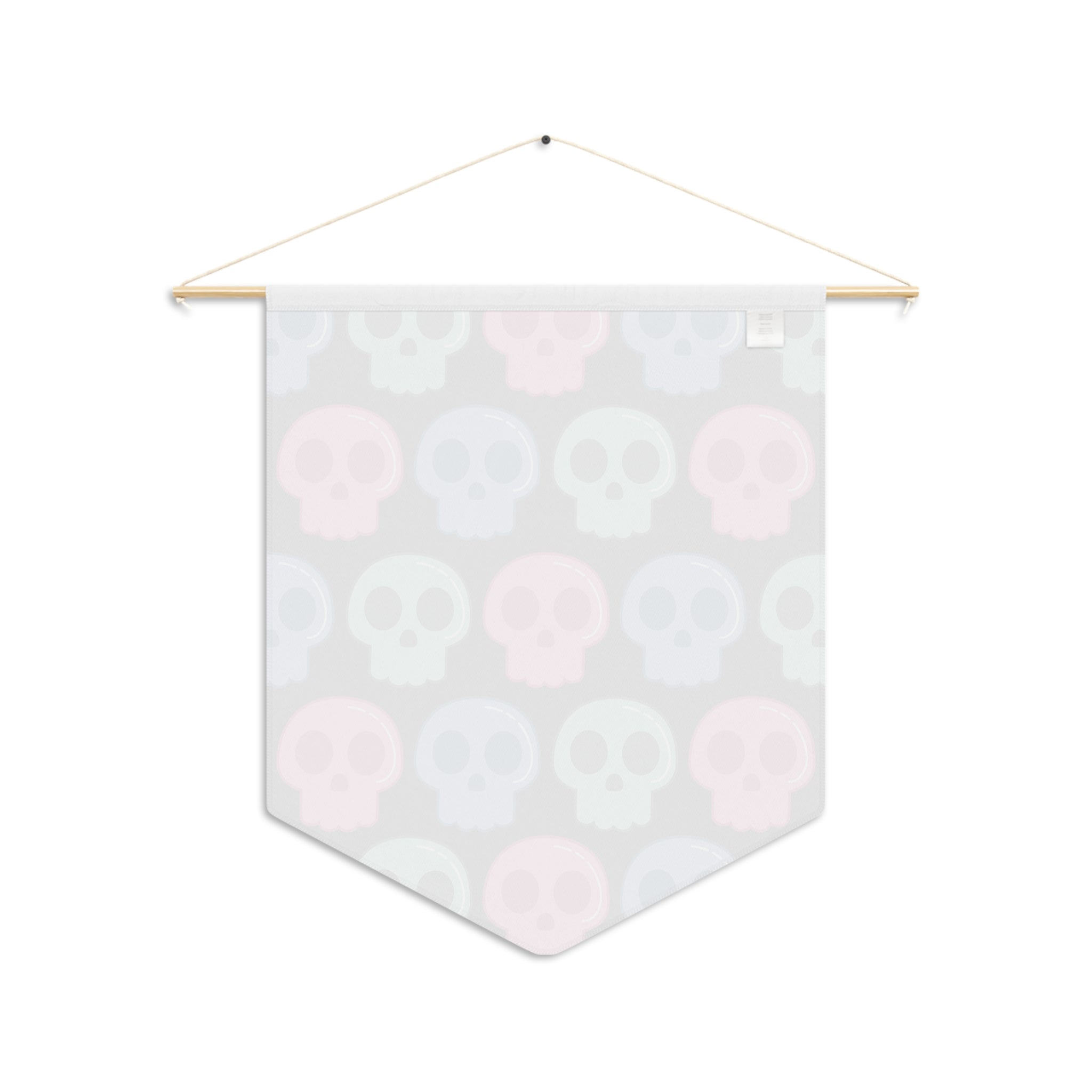 Pastel Goth Skulls Cute Halloween Skulls Print Black Pennant Banner Wall Hanging