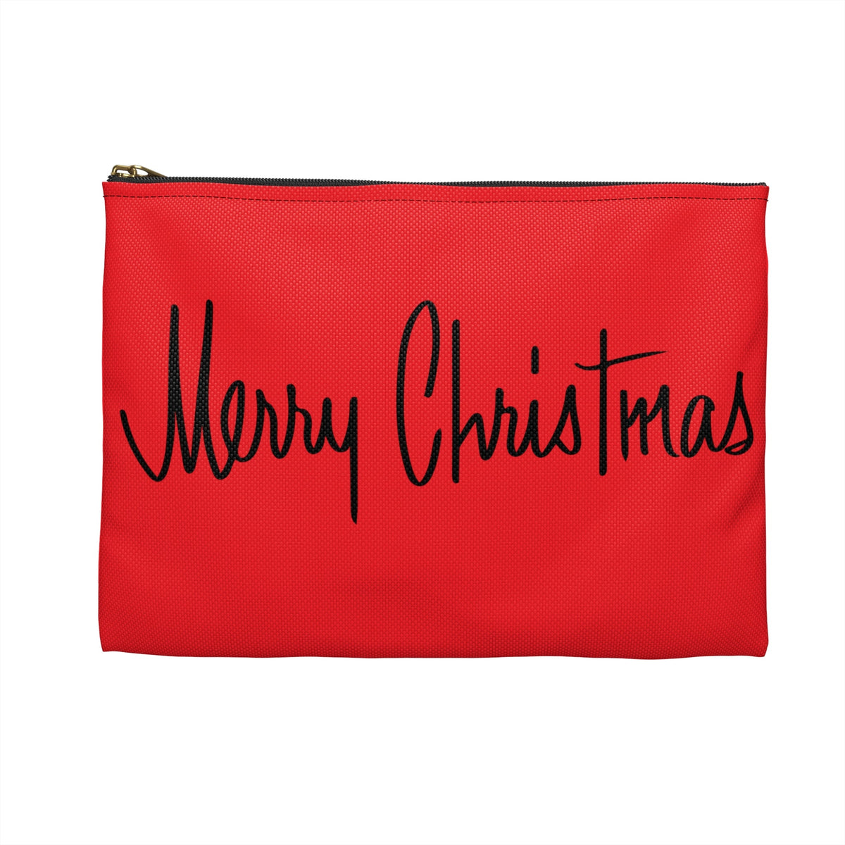 Merry Christmas Red Mid Century Retro Christmas Print Polyester Accessory Travel Pouch