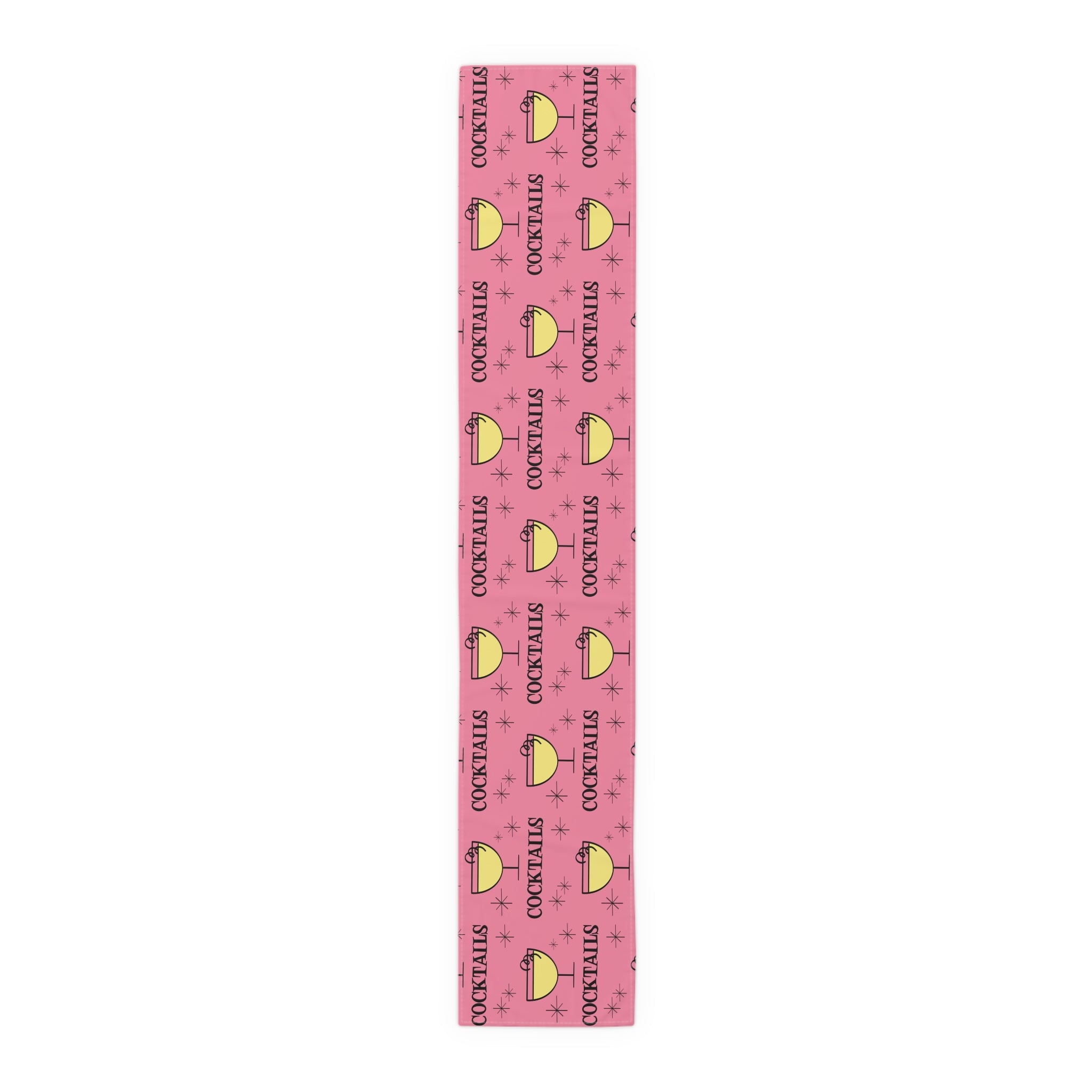 Cocktails Pink Atomic Mid Century Retro Style Design Cotton Poly Table Runner