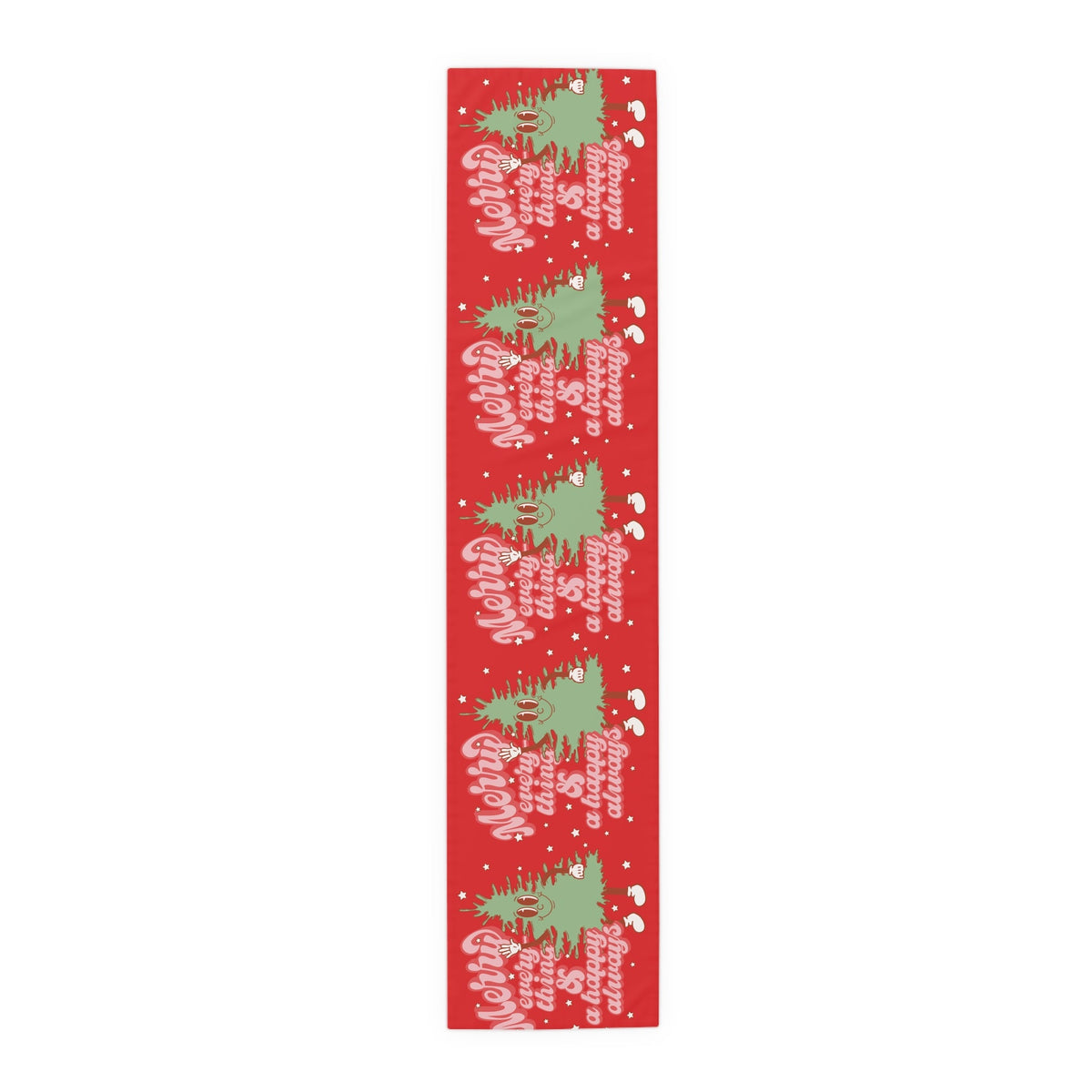 Merry Everything And A Happy Always Cute Christmas Tree Retro Style Red Christmas Decor Cotton Poly Table Runner