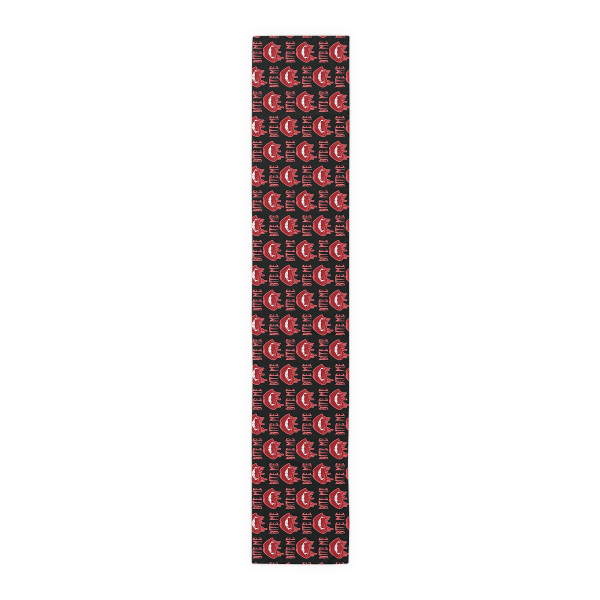 Bite Me Vampire Fangs Bloody Halloween Black Decor Cotton Poly Table Runner