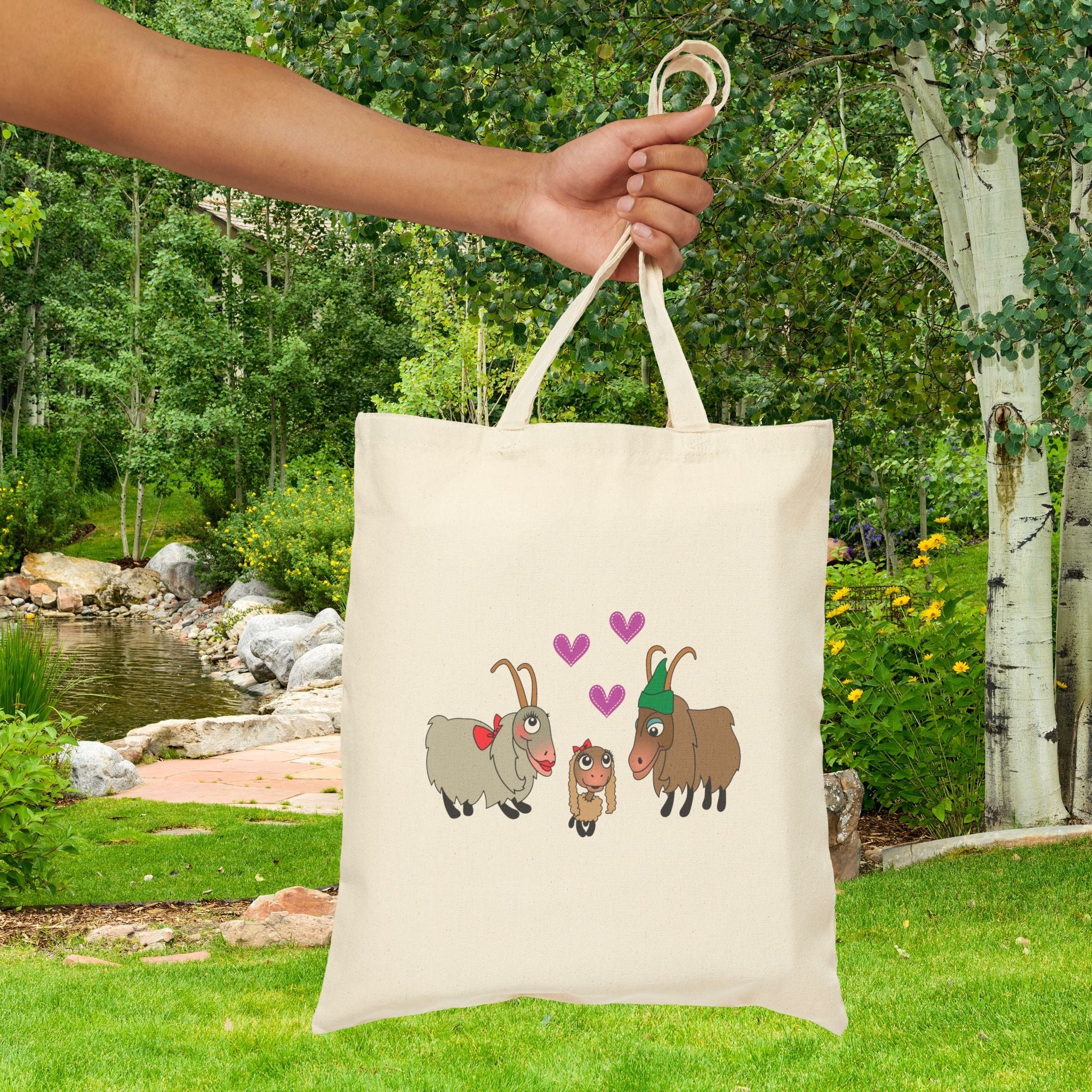 Sound Of Music Goat Family Cotton Canvas Tote Bag | Eco-Friendly Grocery Bag