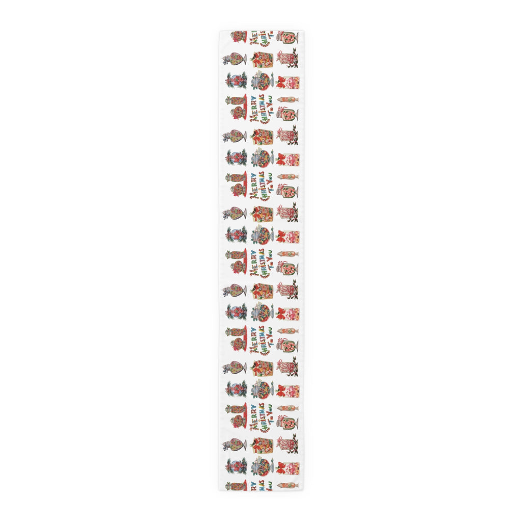 Merry Christmas To You Candy Retro Polyester Table Runner