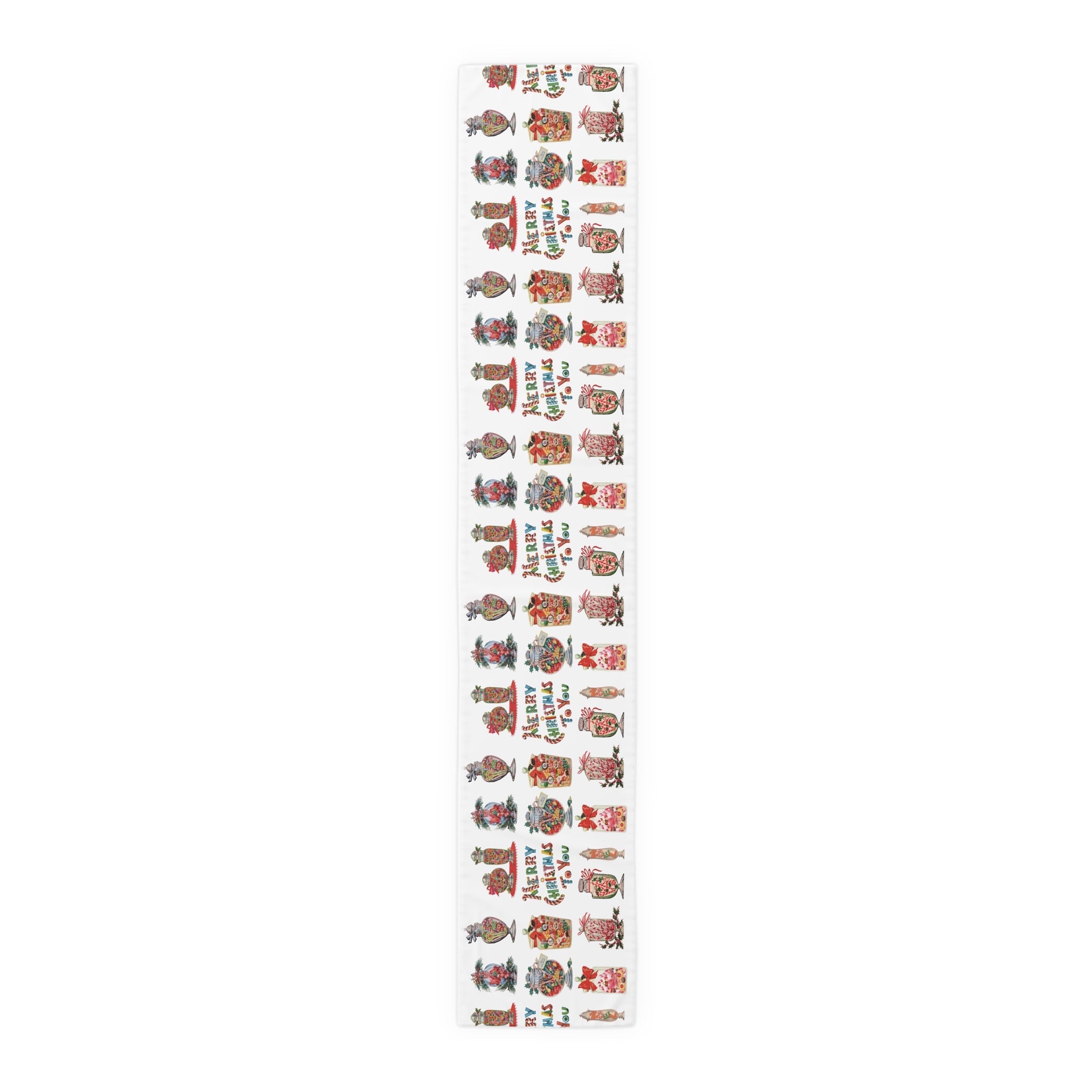 Merry Christmas To You Candy Retro Polyester Table Runner