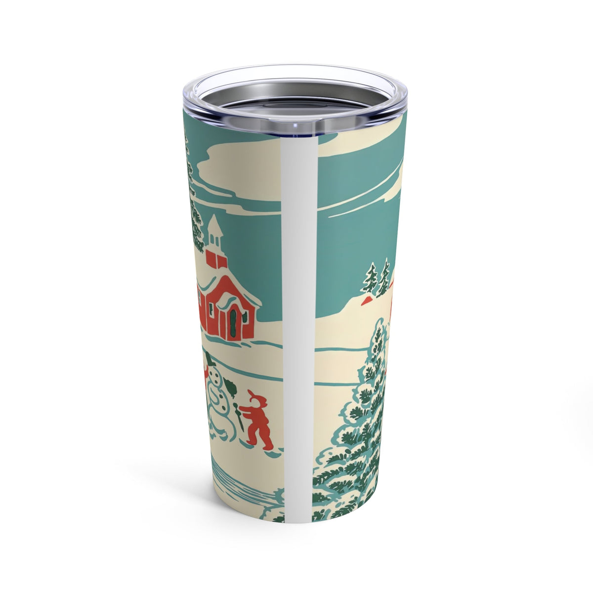 Cozy Village Town Retro Christmas Print Stainless Steel Tumbler 20oz