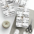 Merry Christmas Starburst Black And White Atomic Mid Century Retro Christmas Style Holiday Gift Wrap Paper - Glossy Or Matte