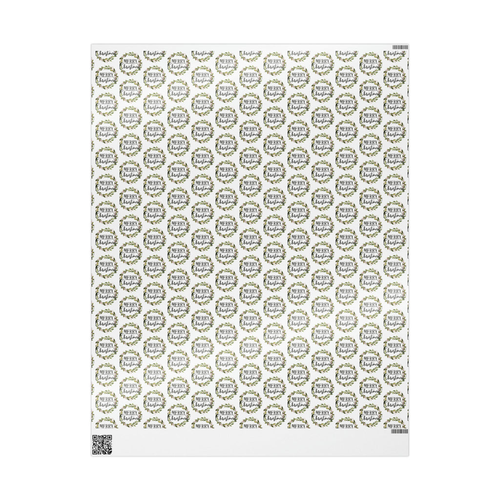 Merry Christmas Wreath Retro Style Christmas Print Holiday Gift Wrap Paper - Glossy Or Matte