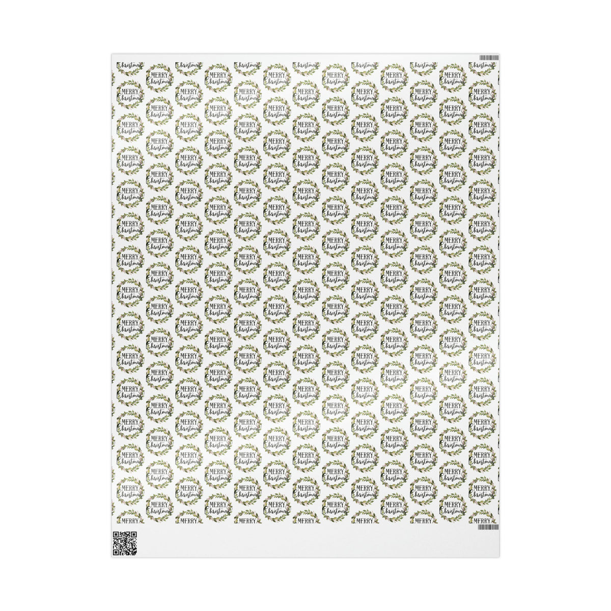Merry Christmas Wreath Retro Style Christmas Print Holiday Gift Wrap Paper - Glossy Or Matte