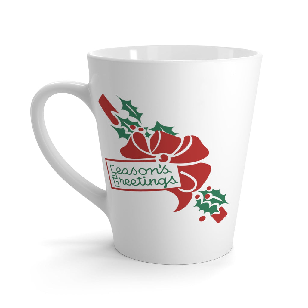 Season's Greetings Bow And Holly Mid Century Retro Christmas Latte Mug