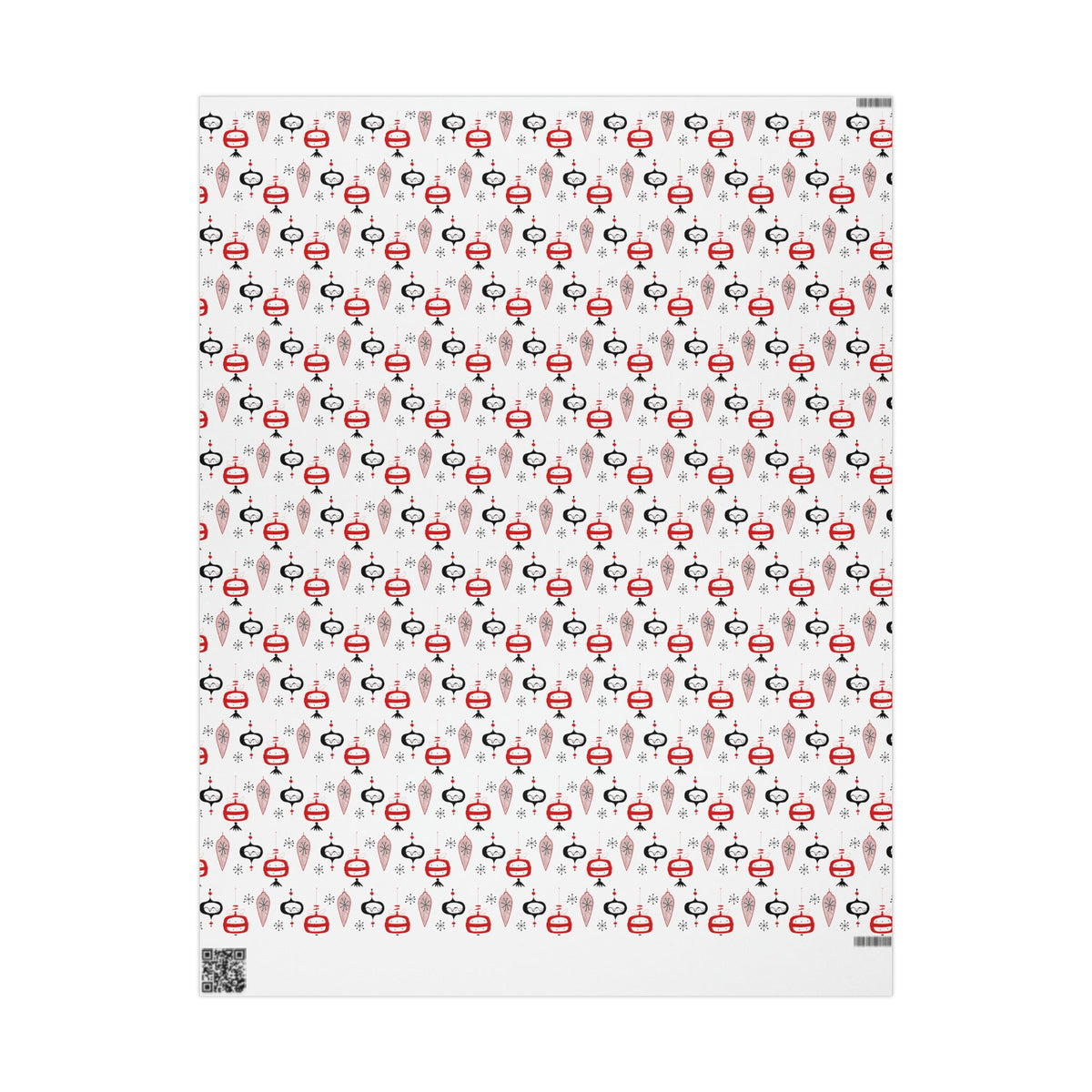 Retro Christmas Ornaments Mid Century Retro Christmas Print Holiday Gift Wrap Paper - Glossy Or Matte