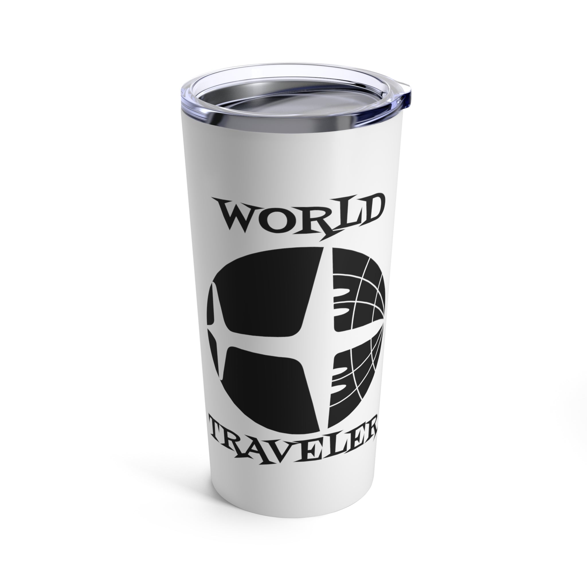 World Traveler Airplane Globe Atomic Mid Century Retro Travel Print Stainless Steel Tumbler 20oz