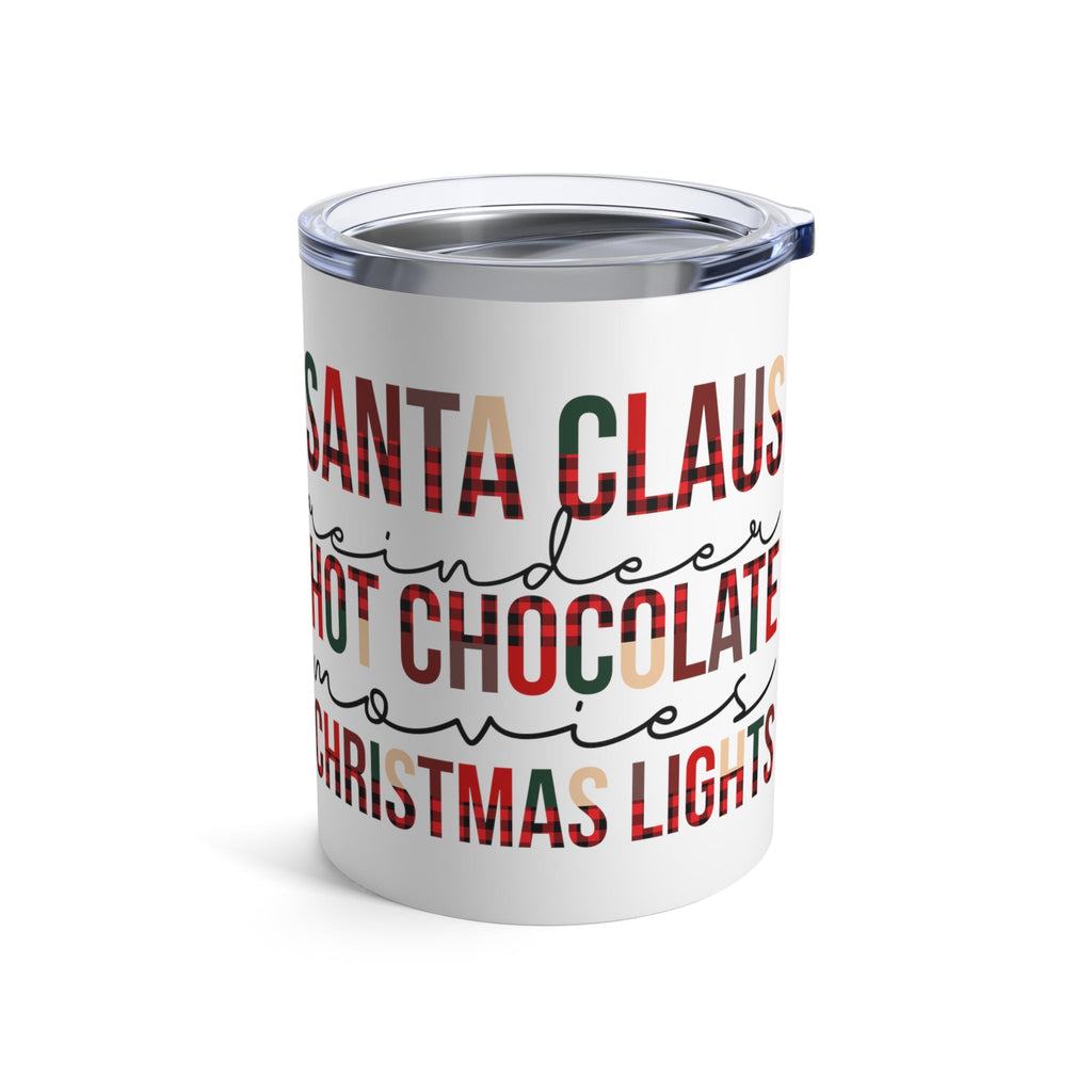 Santa Claus Reindeer Hot Chocolate Movies Christmas Lights Christmas Stainless Steel Tumbler 10oz