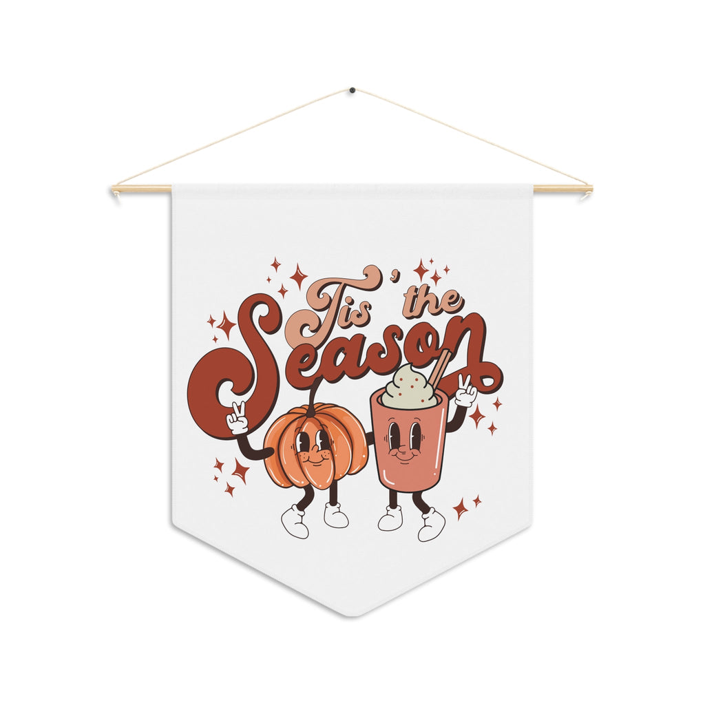 Tis The Season For Pumpkin Spice Friends Retro Style Fall Autumn Wall Hanging Banner Flag
