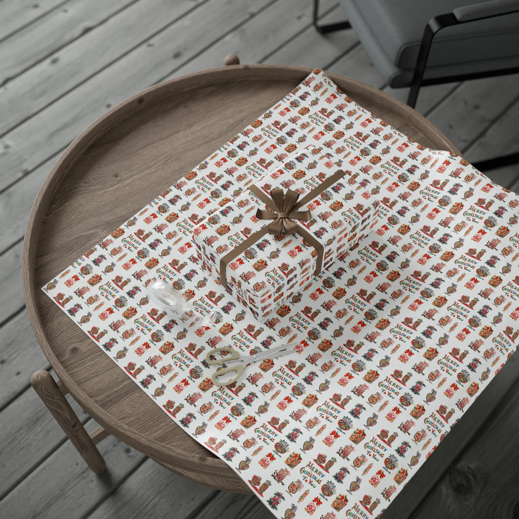 Merry Christmas To You Christmas Candy Mid Century Retro Christmas Print Holiday Gift Wrap Paper - Glossy Or Matte