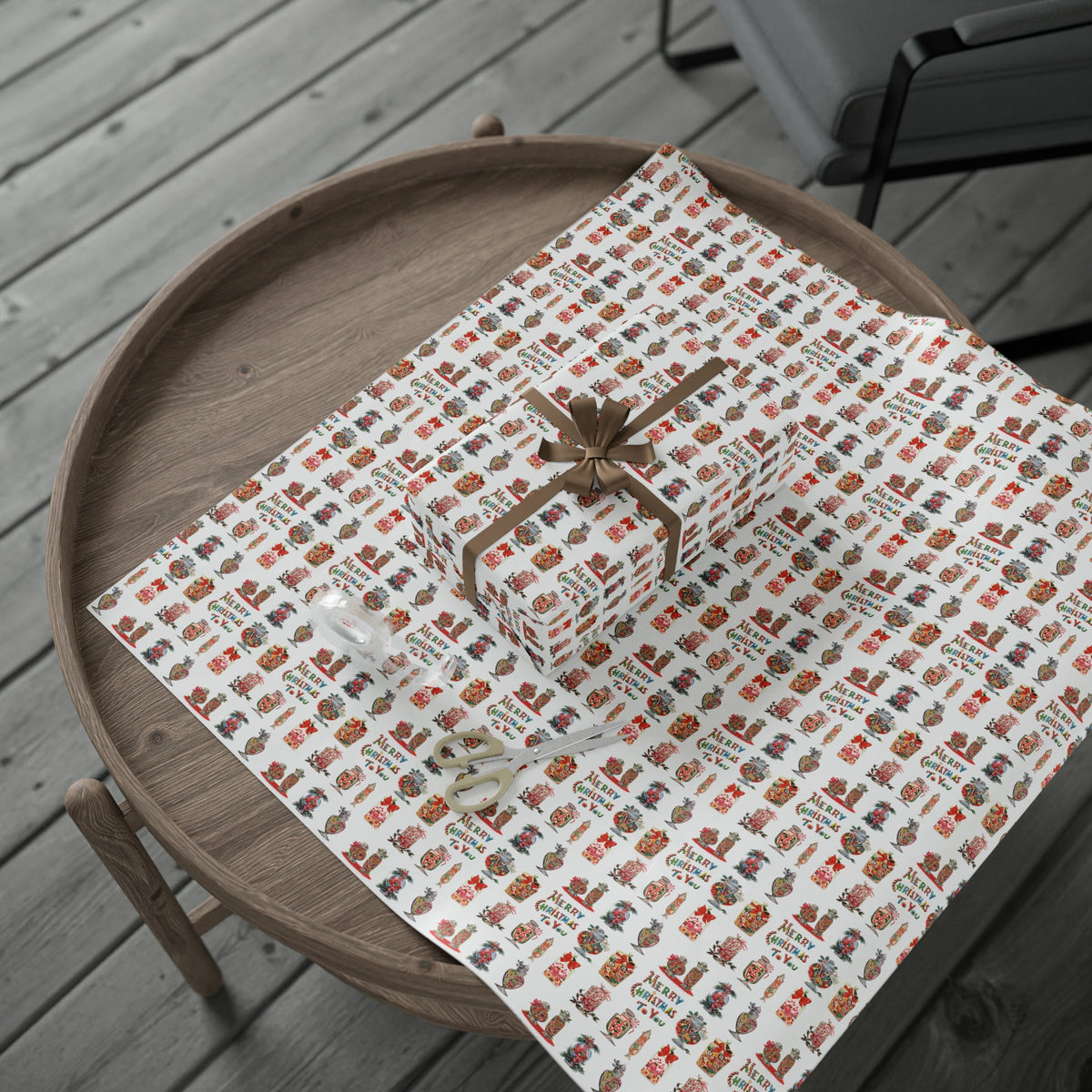 Merry Christmas To You Christmas Candy Mid Century Retro Christmas Print Holiday Gift Wrap Paper - Glossy Or Matte