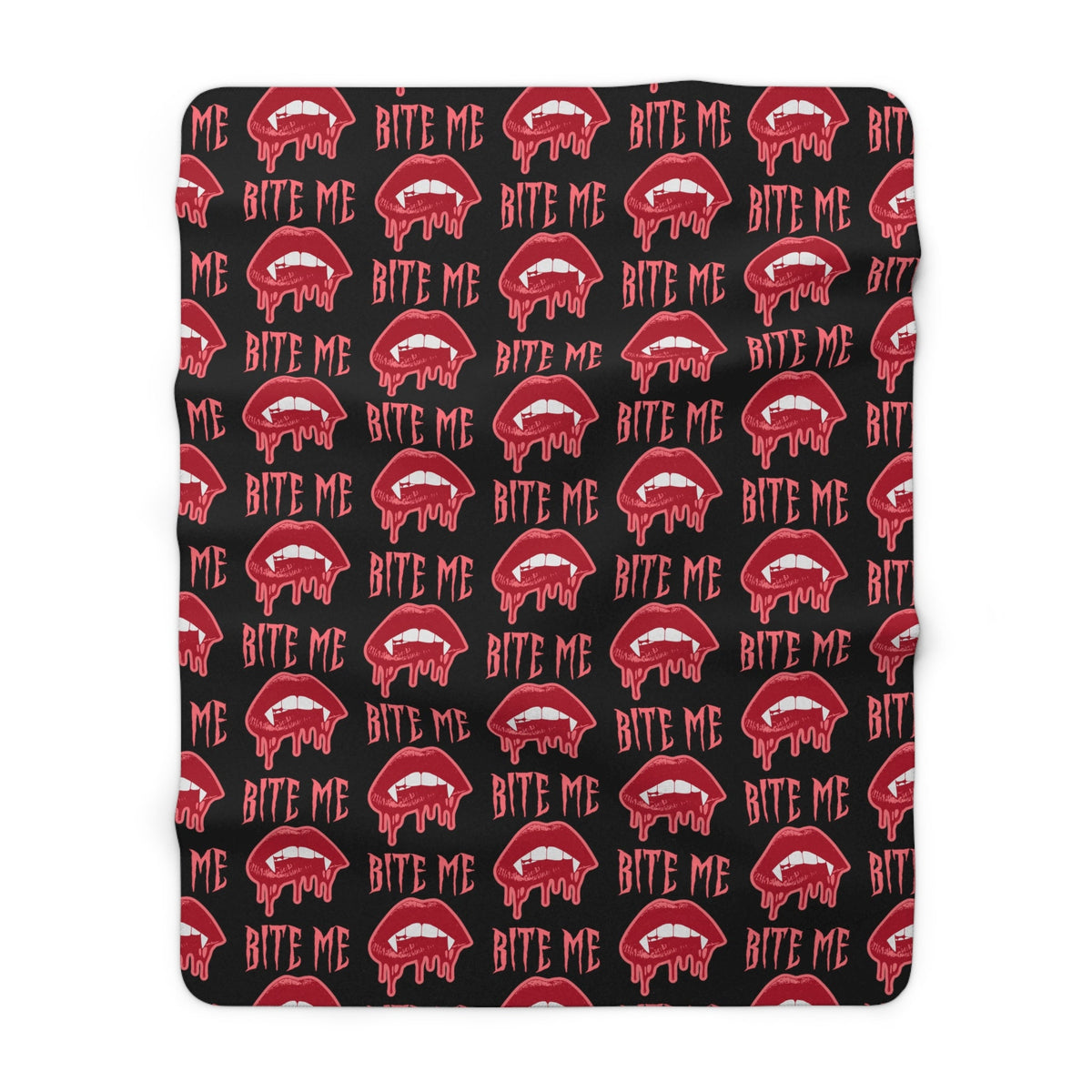 Bite Me Vampire Fangs Halloween Fall Autumn Sherpa Fleece Blanket