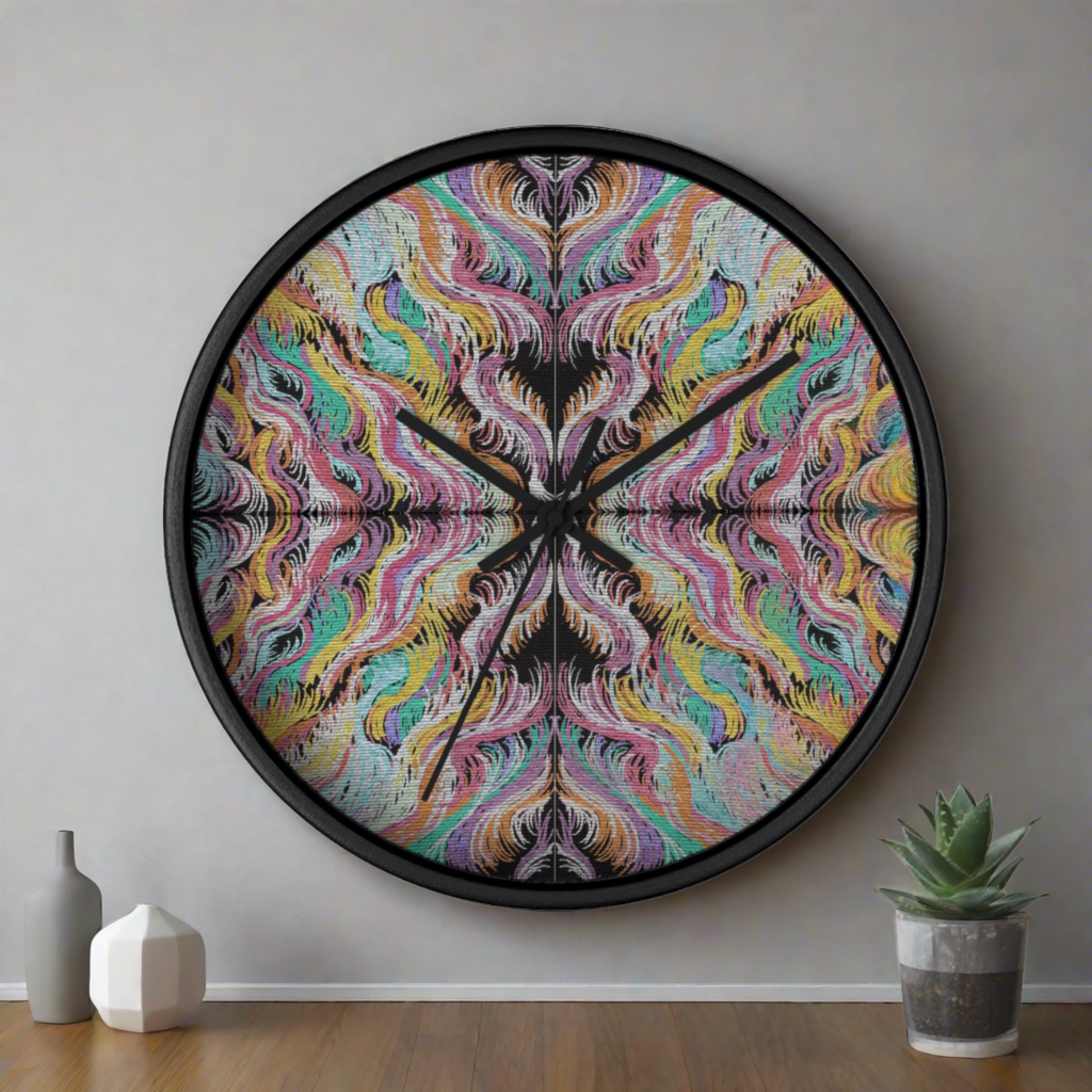 Goddess Vibes Caden Caraco Art Print Mosaic Wooden Black Silent Wall Clock
