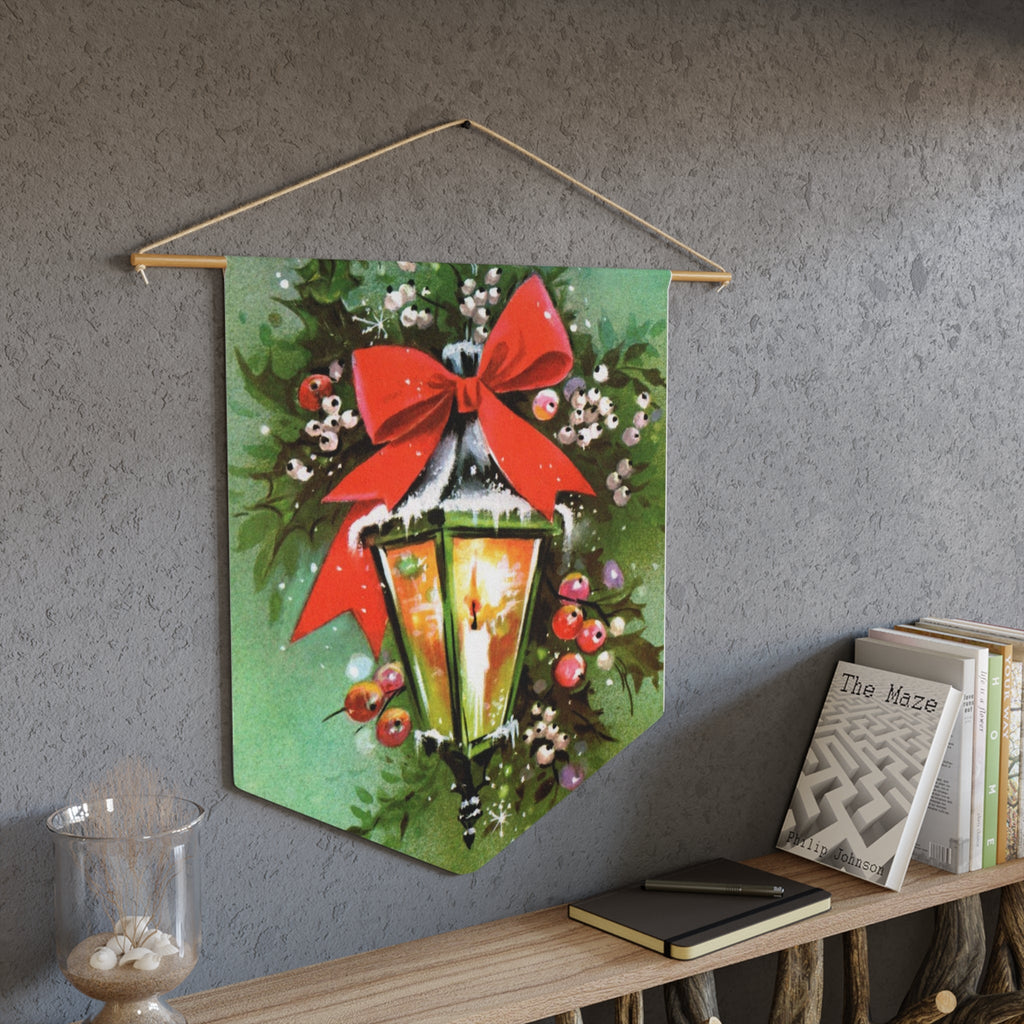 Christmas Winter Lampost With Bow Retro Christmas Print Wall Hanging Banner Flag