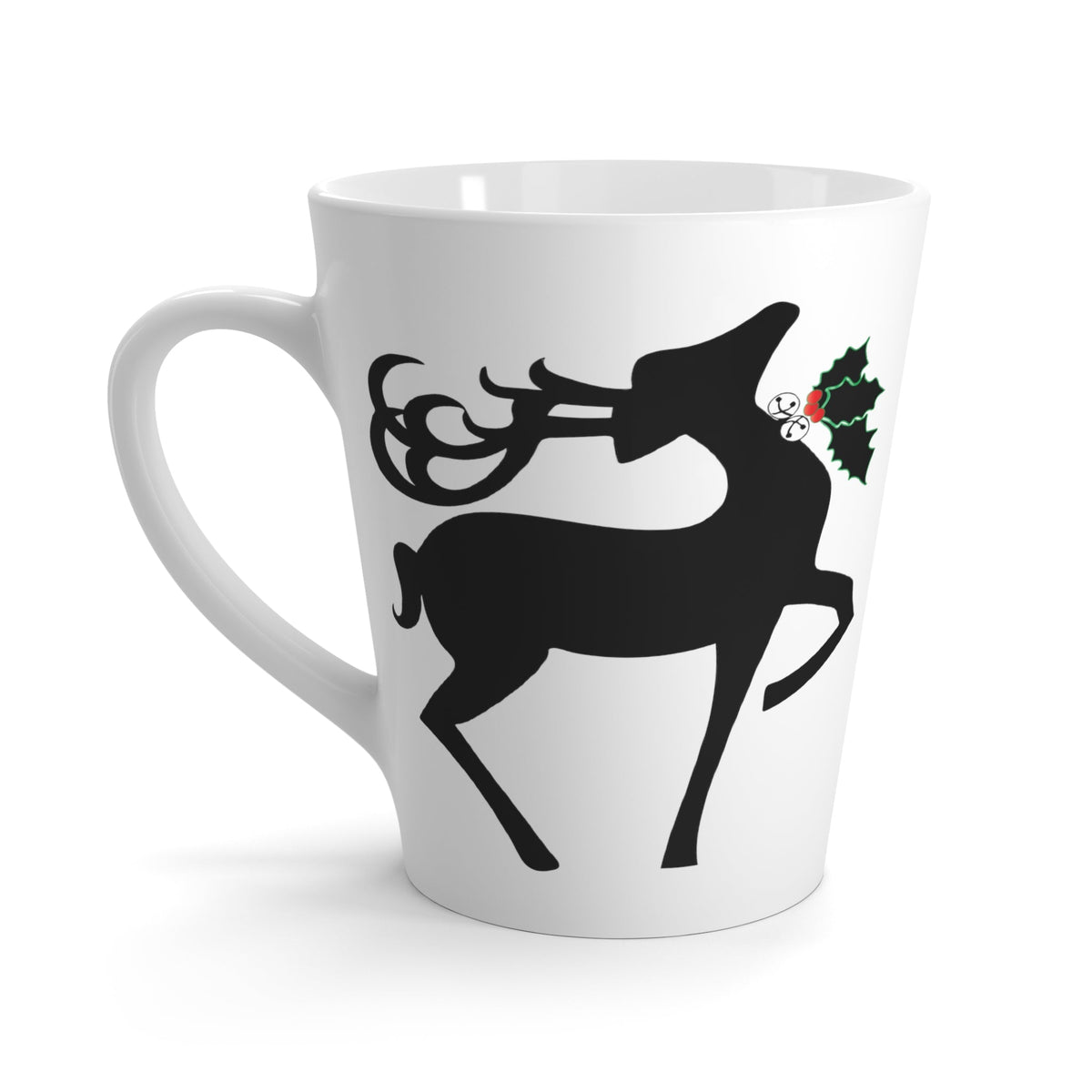 Christmas Reindeer Holly Retro Christmas Print Latte Coffee Mug