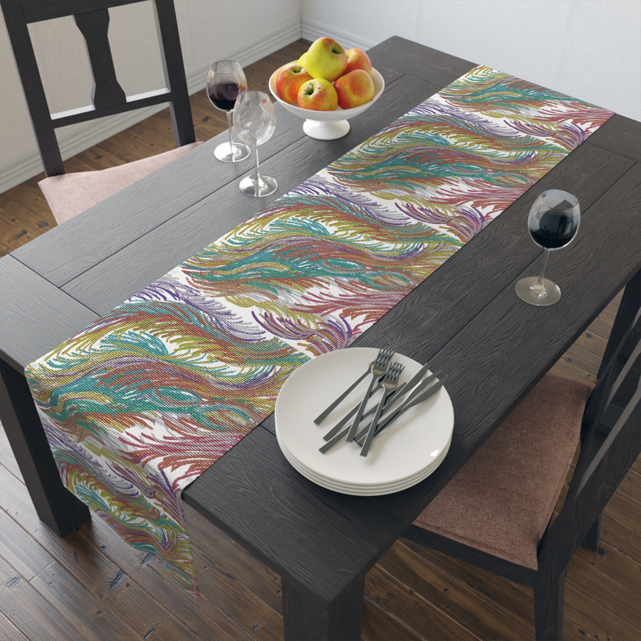 Space Feathers Caden Caraco Modern Art Decor Cotton Poly Table Runner