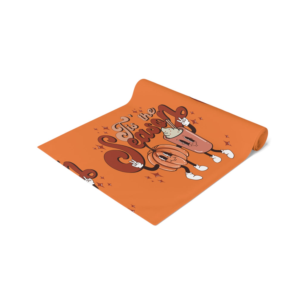 Tis The Season For Pumpkin Spice Retro Style Fall Autumn Decor Cotton PolyTable Runner
