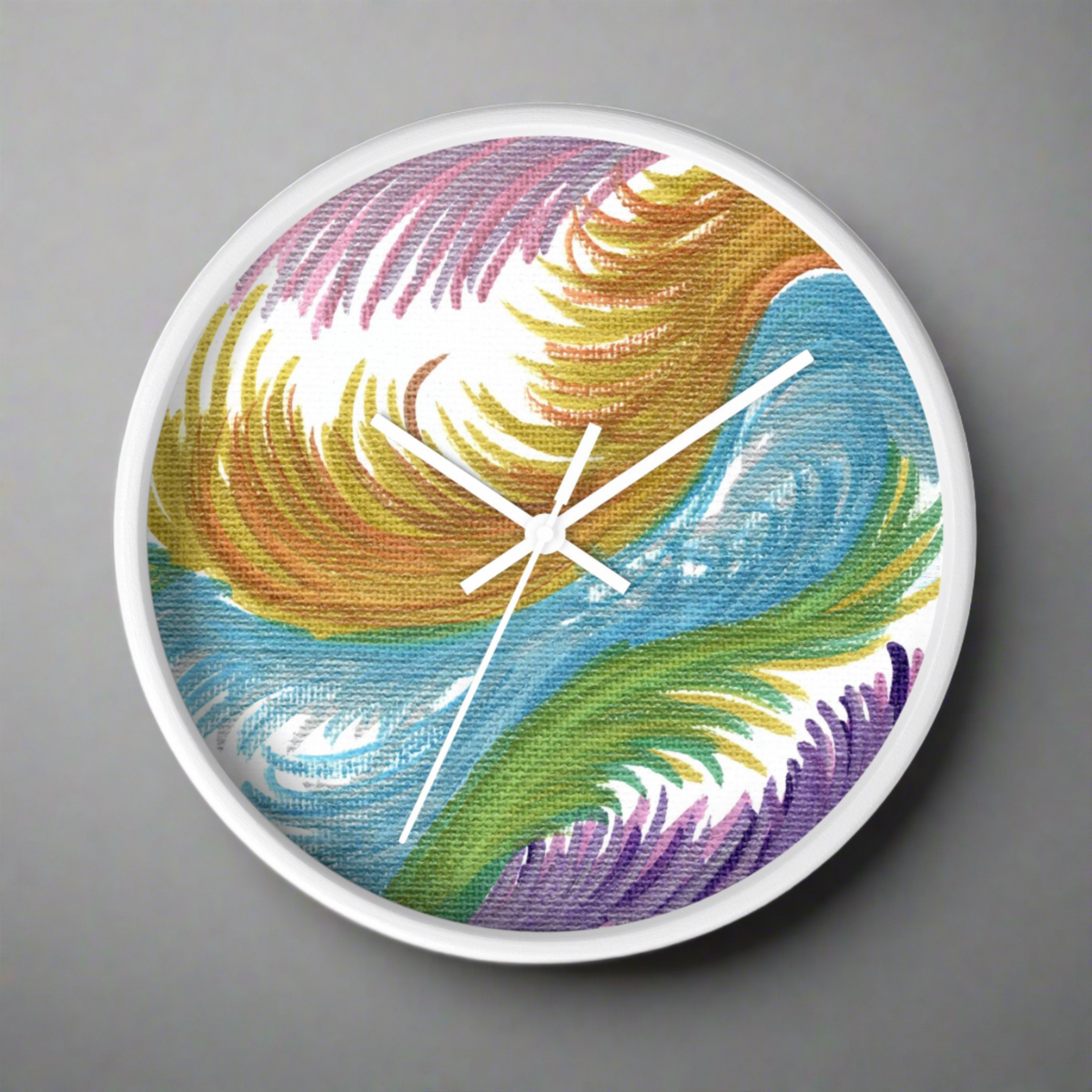 Space Feathers Caden Caraco Silent White Wooden Wall Clock