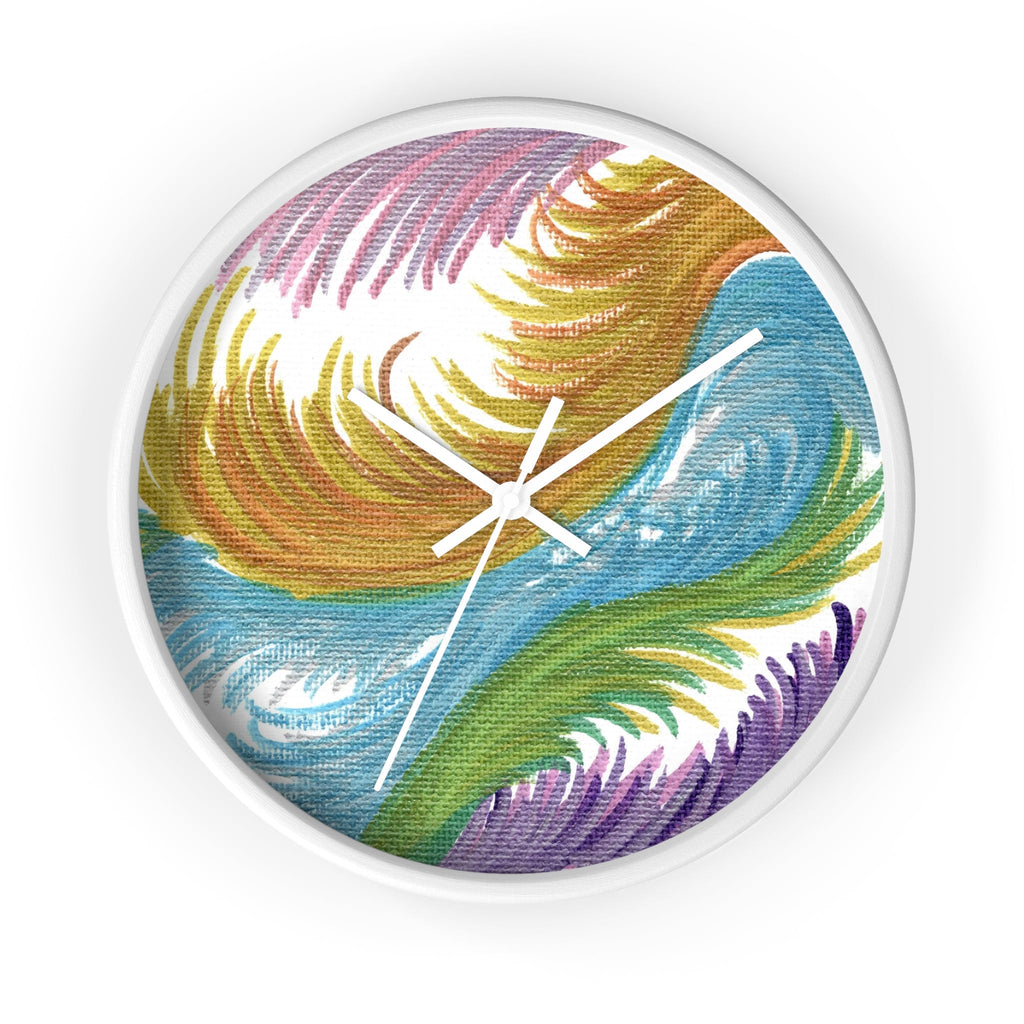 Space Feathers Caden Caraco Silent White Wooden Wall Clock