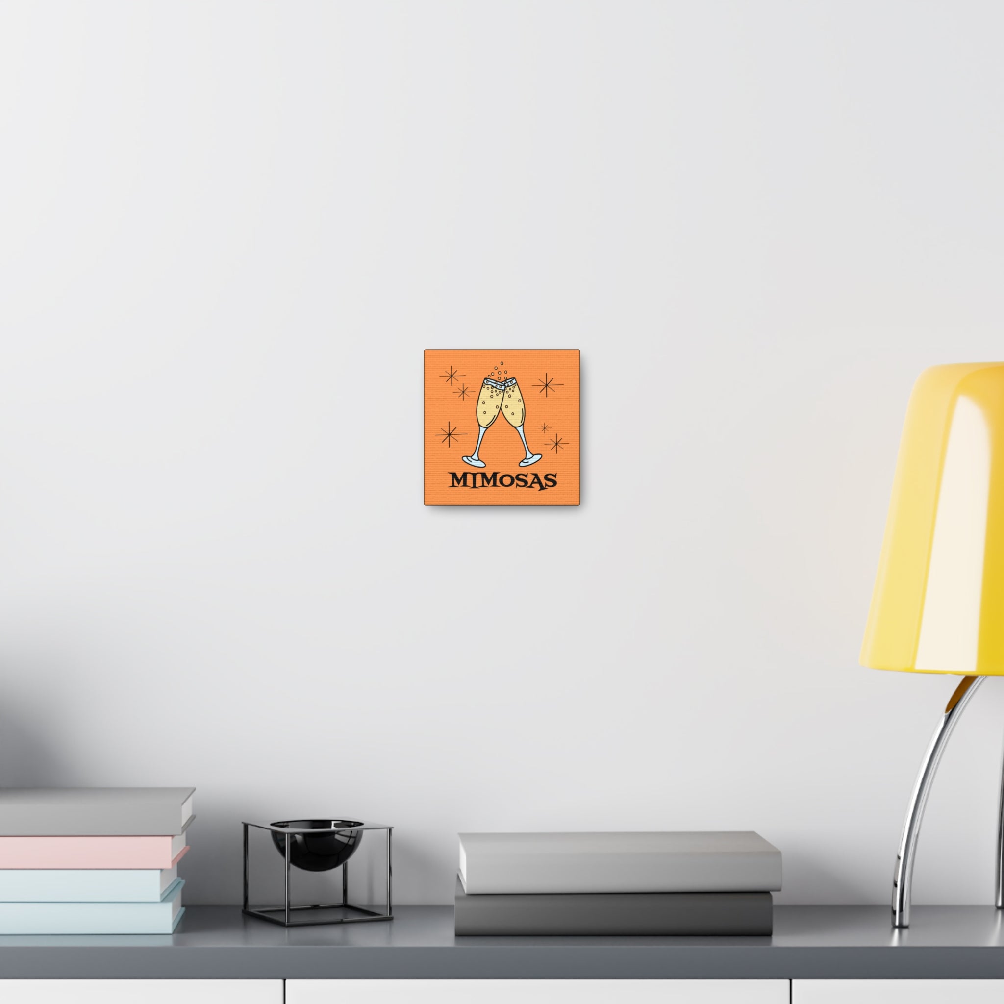 Mimosas Atomic Mid Century Retro Style Pink Canvas Gallery Wrap