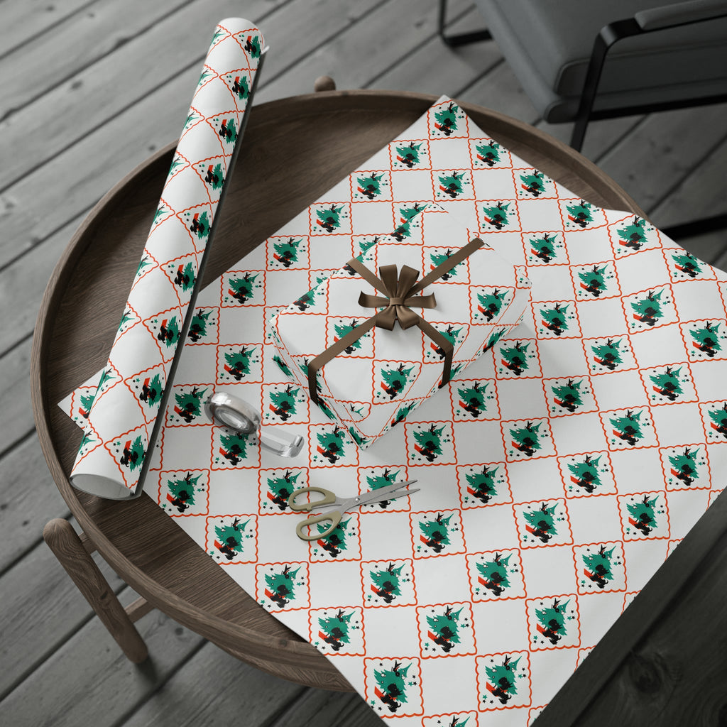 Christmas Scottie Blackbird Tree Mid Century Retro Christmas Print Holiday Gift Wrap Paper - Glossy Or Matte