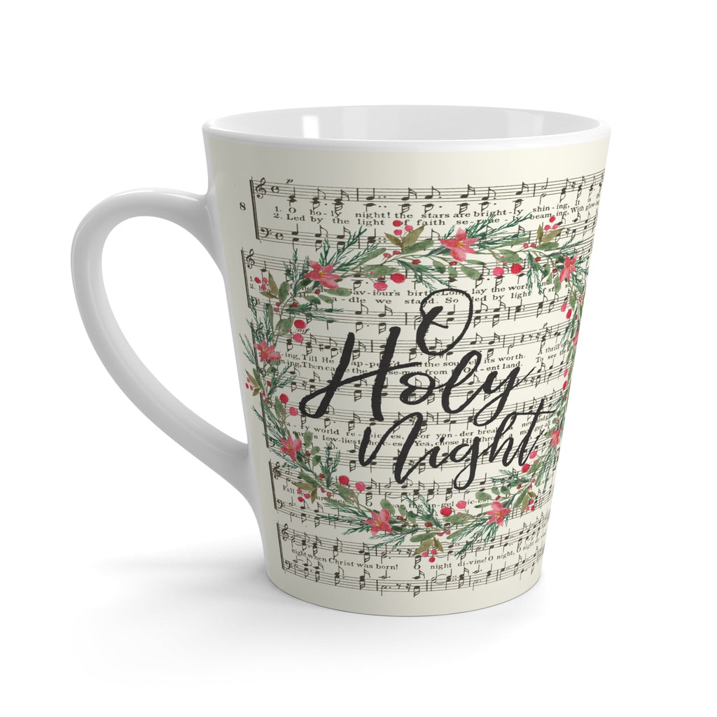 O Holy Night Sheet Music Christmas Wreath Retro Christmas Print Latte Coffee Mug