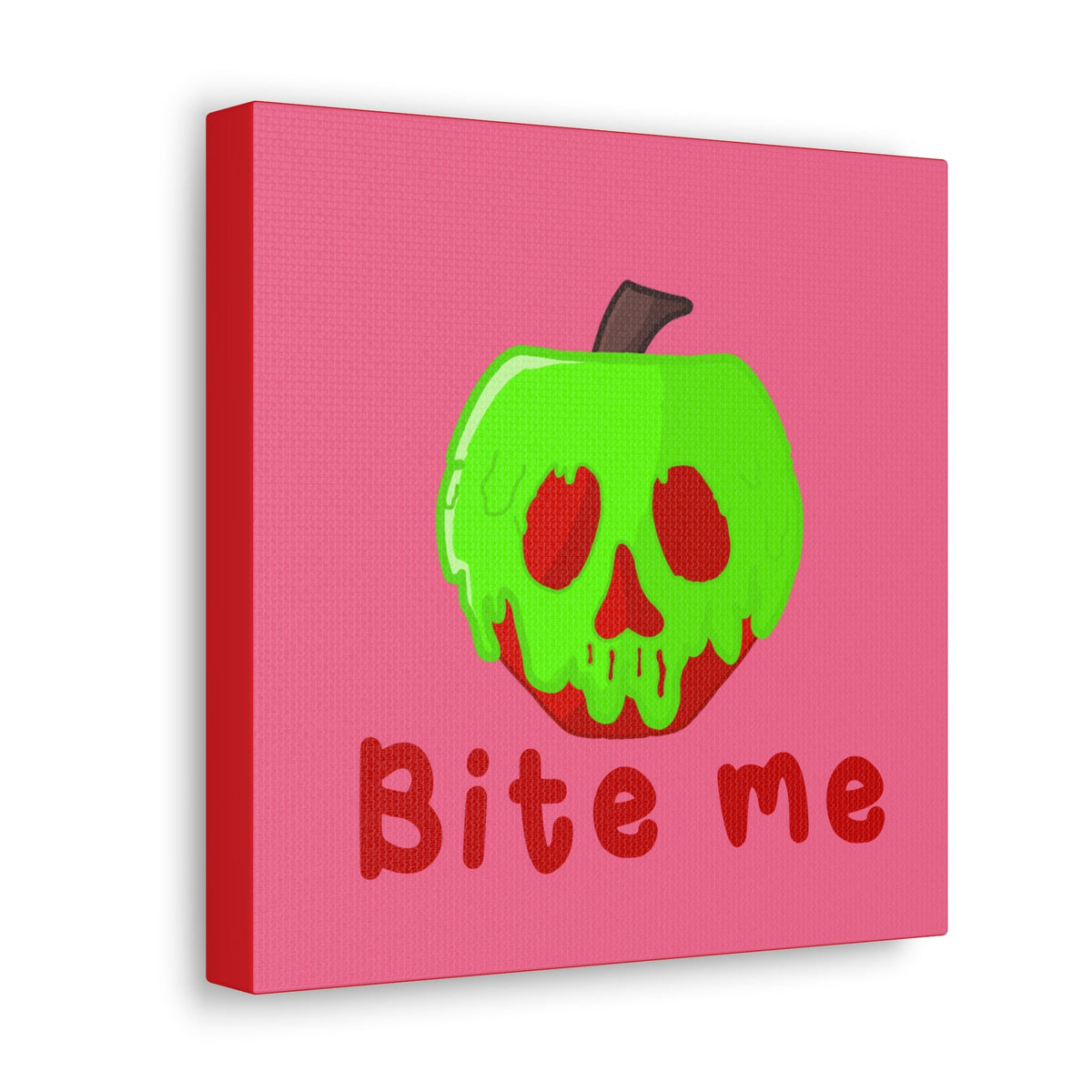 Bite Me Poison Apple Halloween Canvas Gallery Wraps - Pink